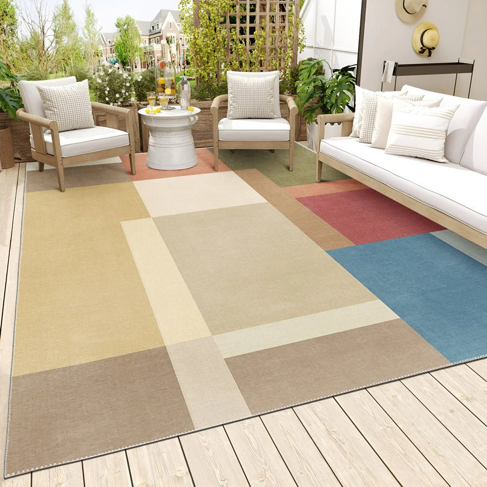 Modern geometric Multicolor Machine Woven Cotton Area Rug - Image 4