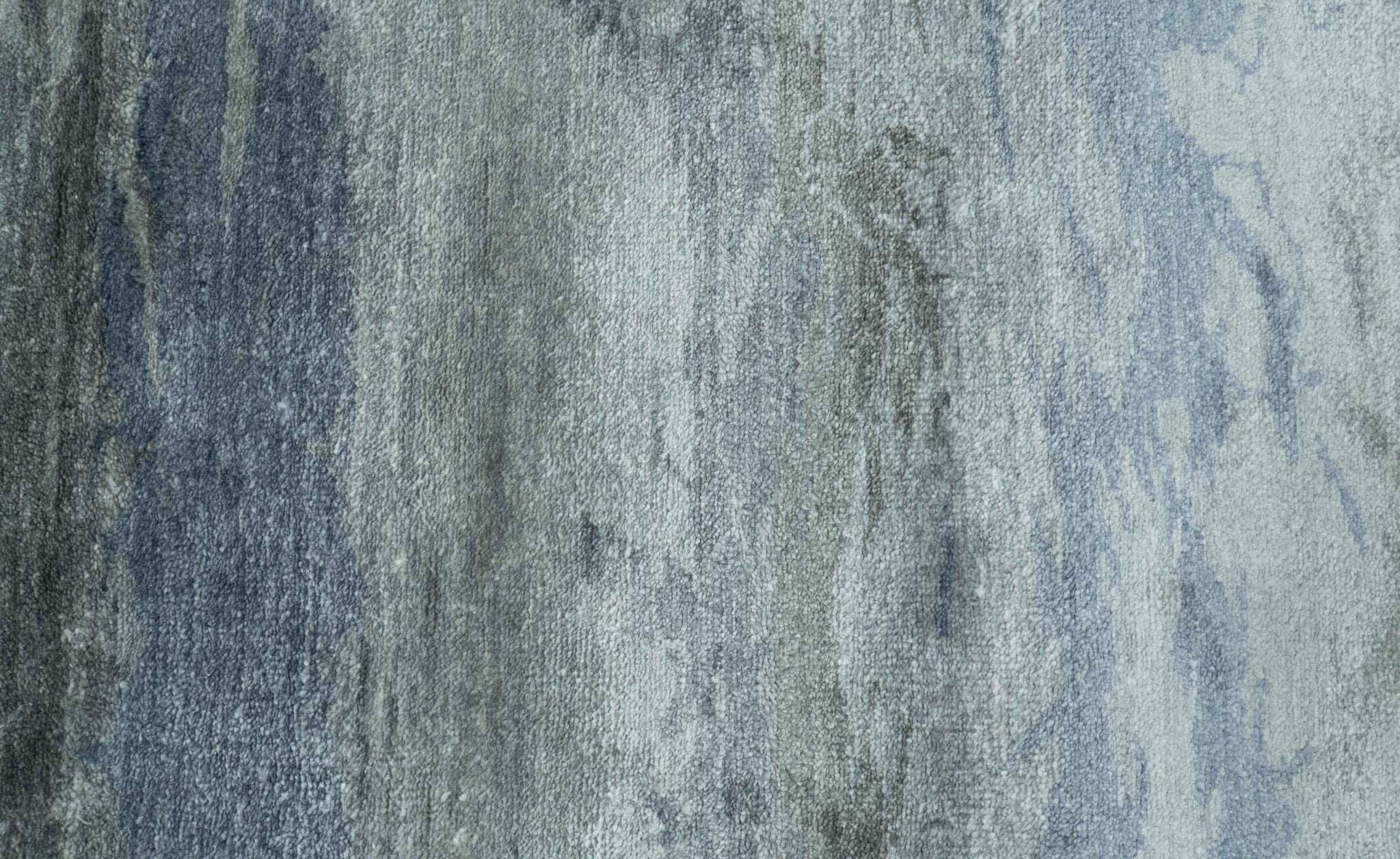 Modern Abstract Pattern Blue And Silver Hand Knotted 4x6 Bamboo Silk Area Rug - Image 6