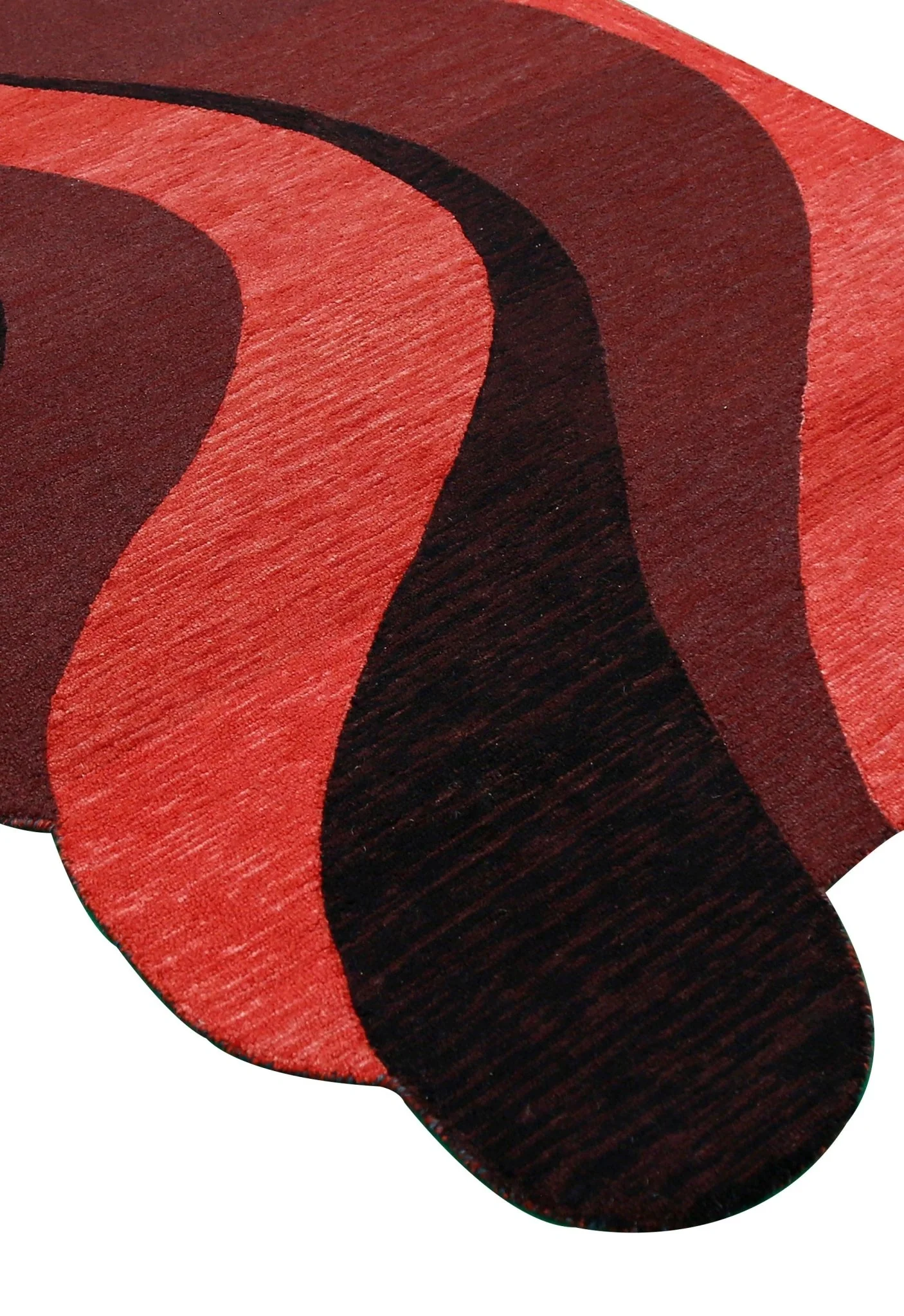 Flow Modern Abstract Red And Maroon Hand Tufted 5x8 Wool Rug - Image 4