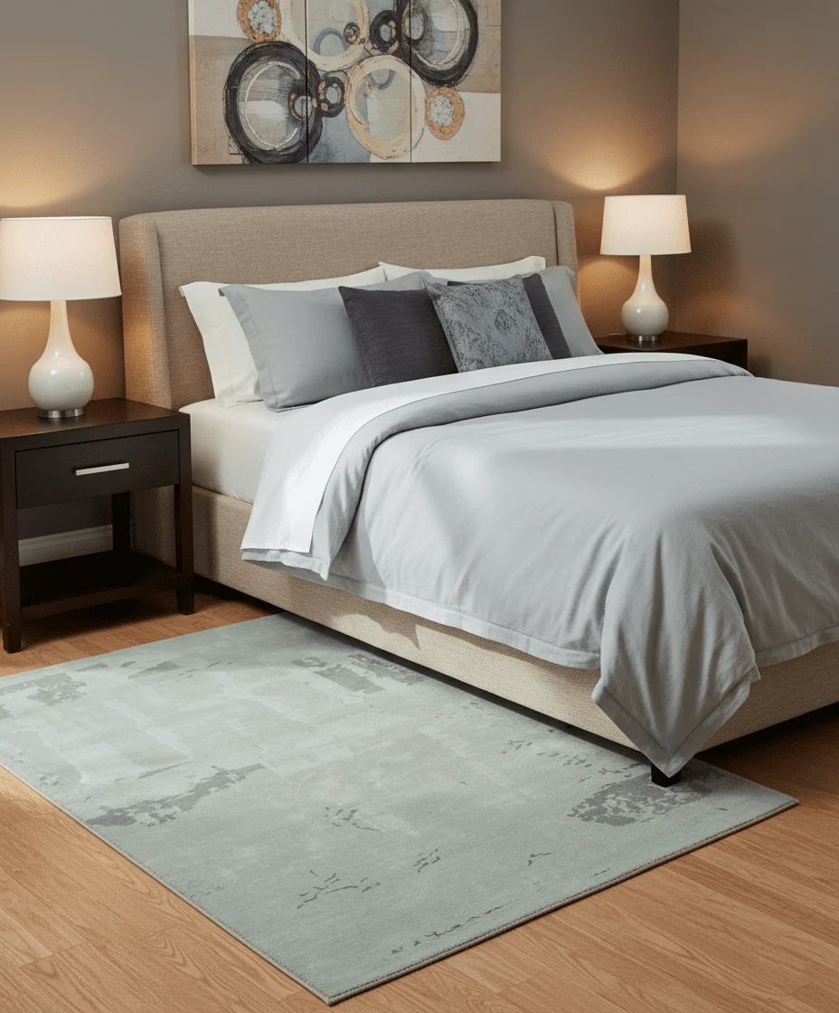 Modern Abstract Silver And Gray Hand knotted Art Silk Area Rug - Image 2