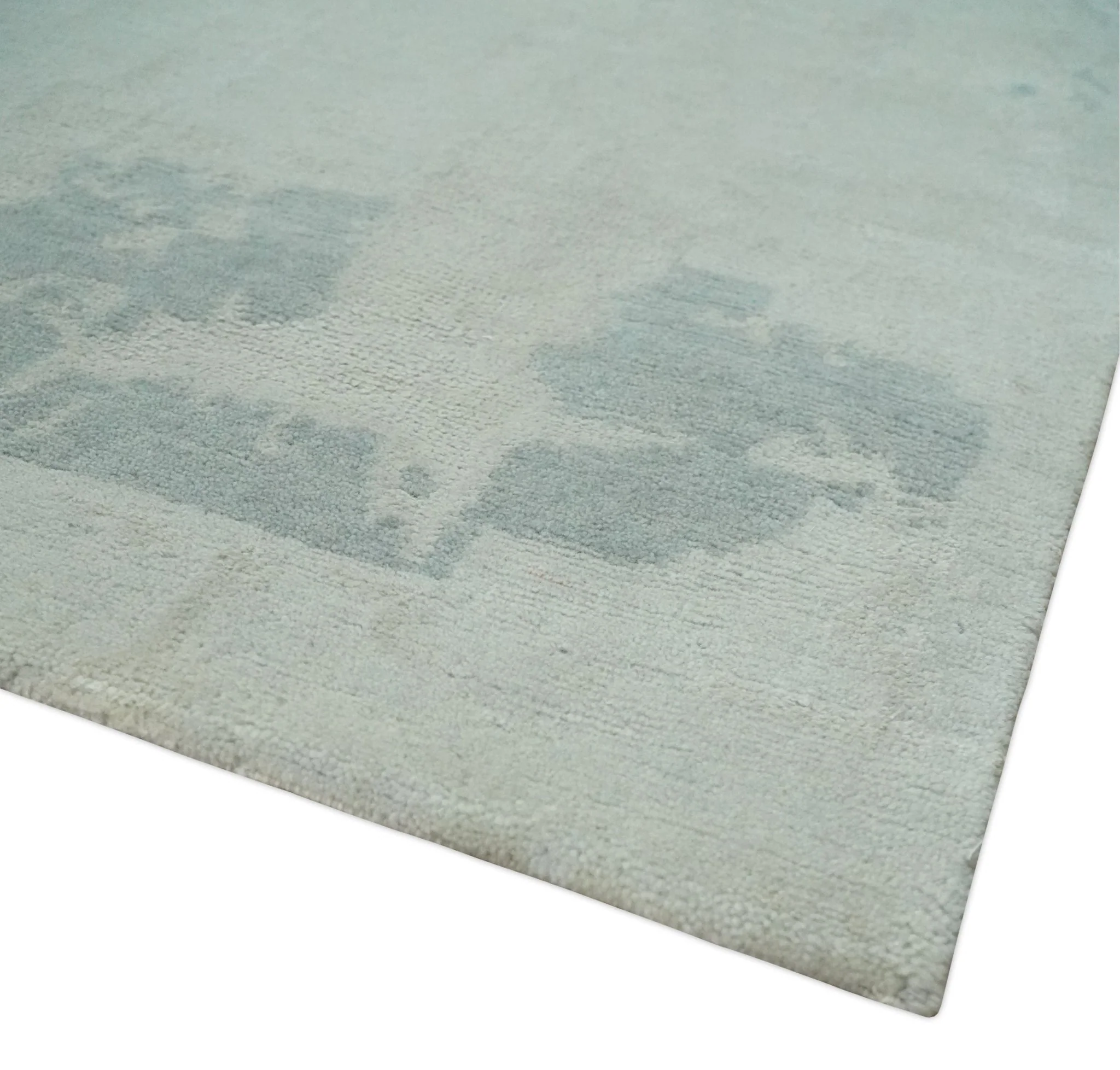 Modern Abstract Silver And Gray Hand knotted Art Silk Area Rug - Image 6