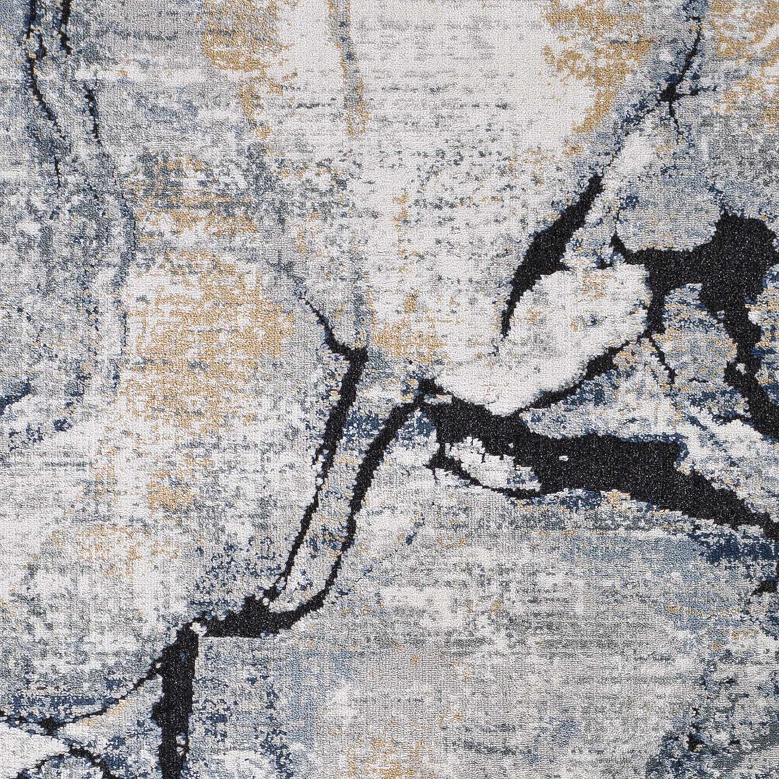 Modern Contemporary Abstract Silver, Charcoal and Gray Marble Design Rug - Image 6