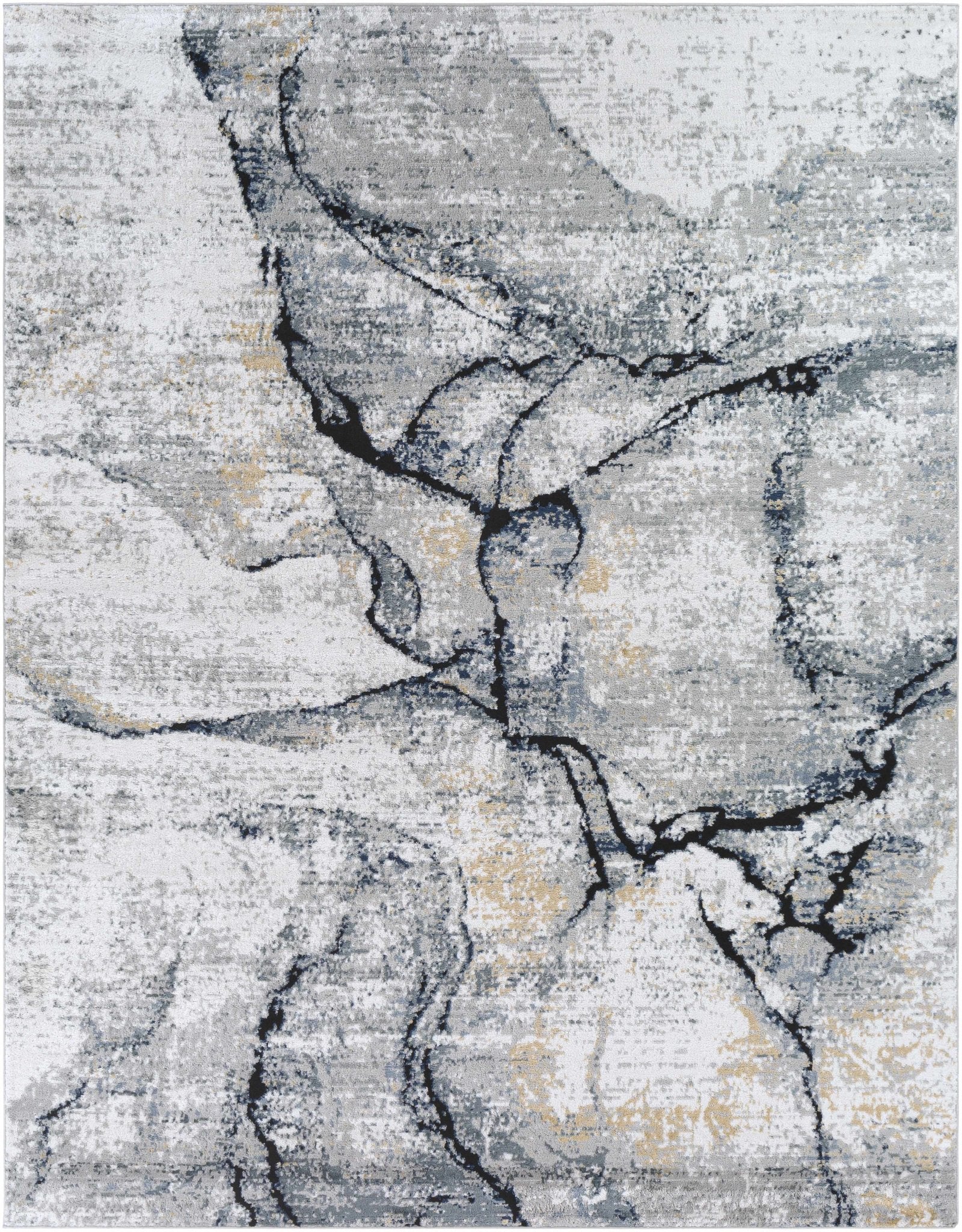 Modern Contemporary Abstract Silver, Charcoal and Gray Marble Design Rug - Image 7