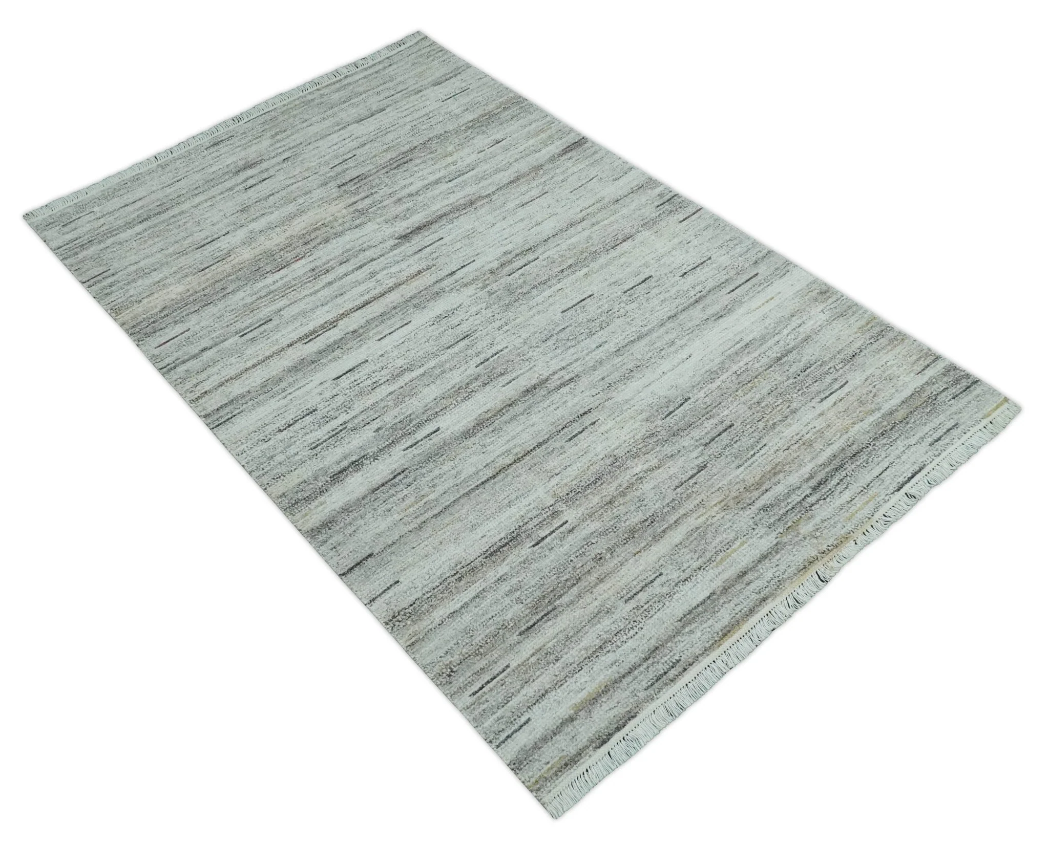Modern Abstract Silver, Gray and Charcoal Dari 5x8 Pet yarn Area Rug - Image 10
