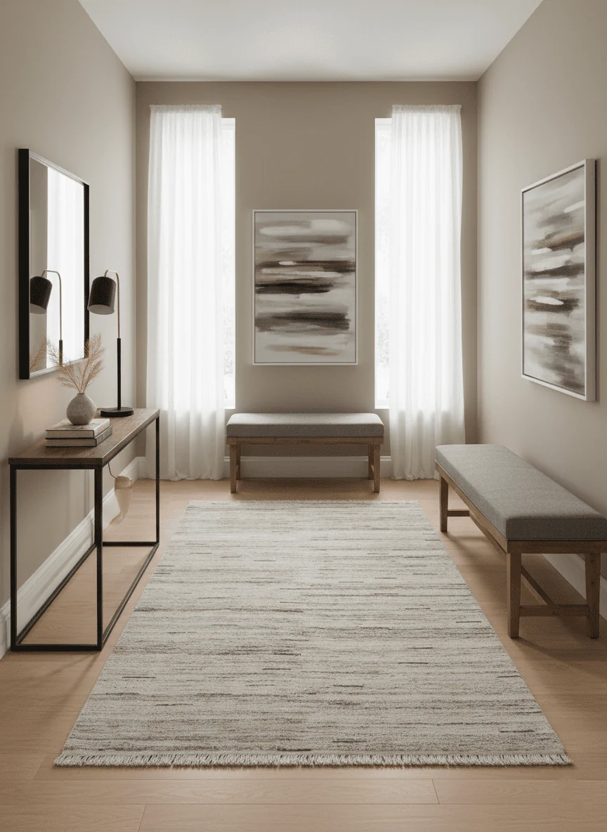 Modern Abstract Silver, Gray and Charcoal Dari 5x8 Pet yarn Area Rug - Image 2