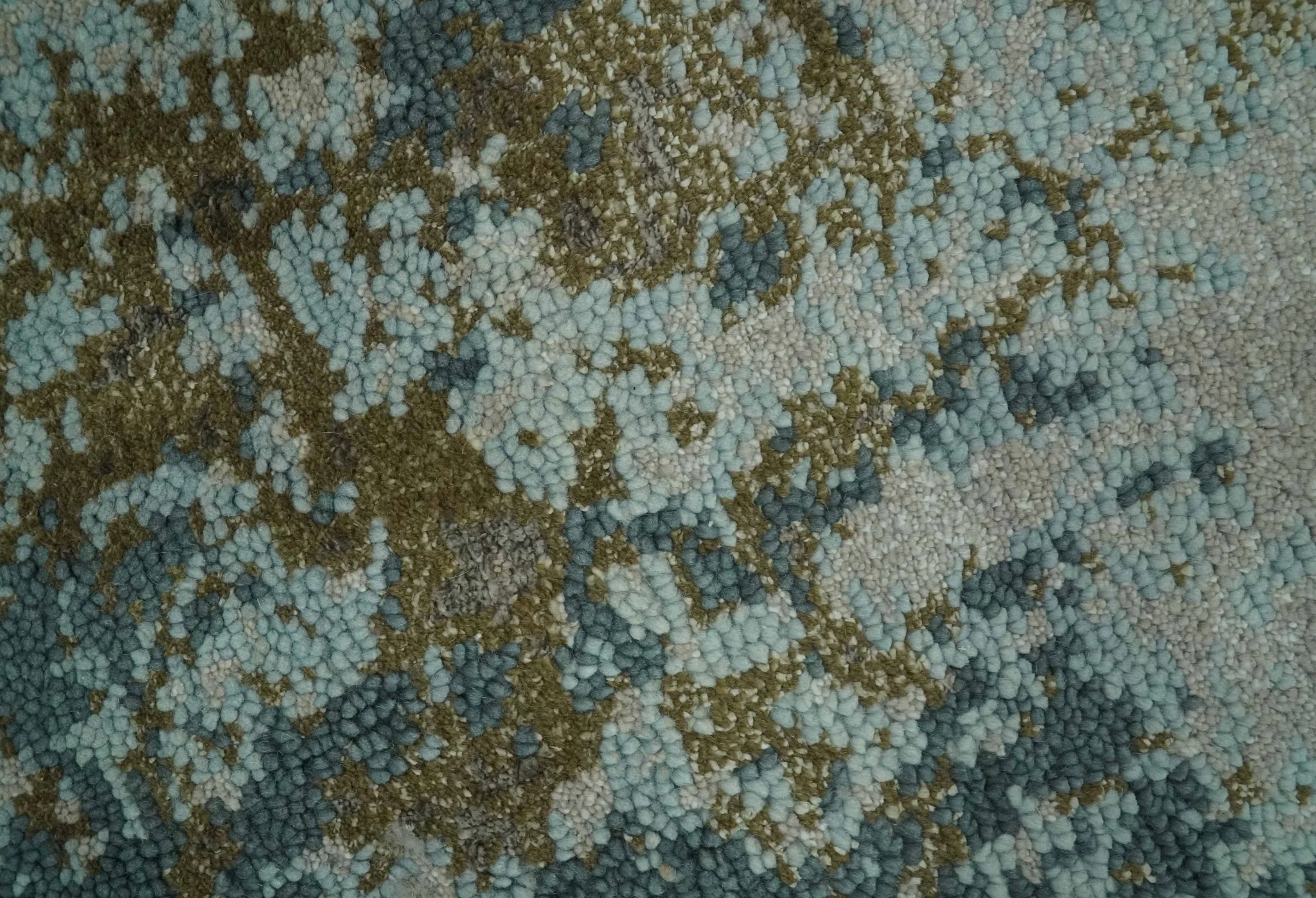Modern Abstract Silver, Gray, Olive and Tan Hand Knotted 5x8 wool Area Rug - Image 4