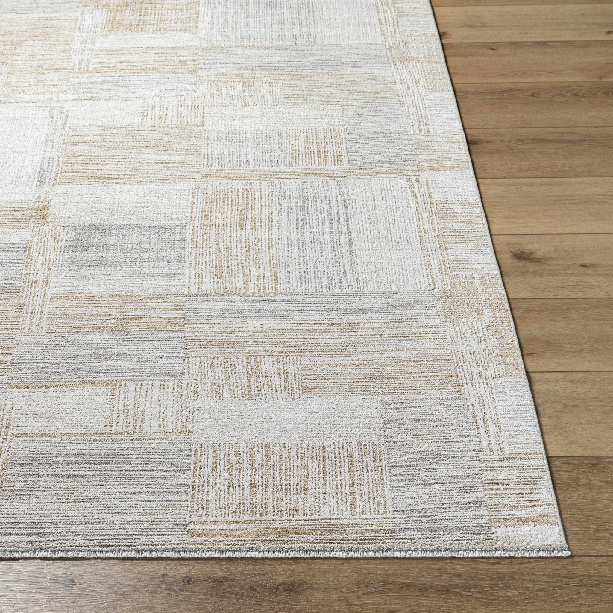 Modern Abstract Style Contemporary Silver and Beige Rug - Image 2