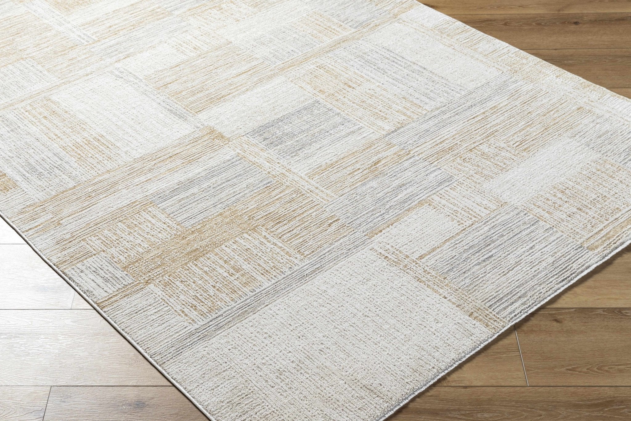 Modern Abstract Style Contemporary Silver and Beige Rug - Image 3