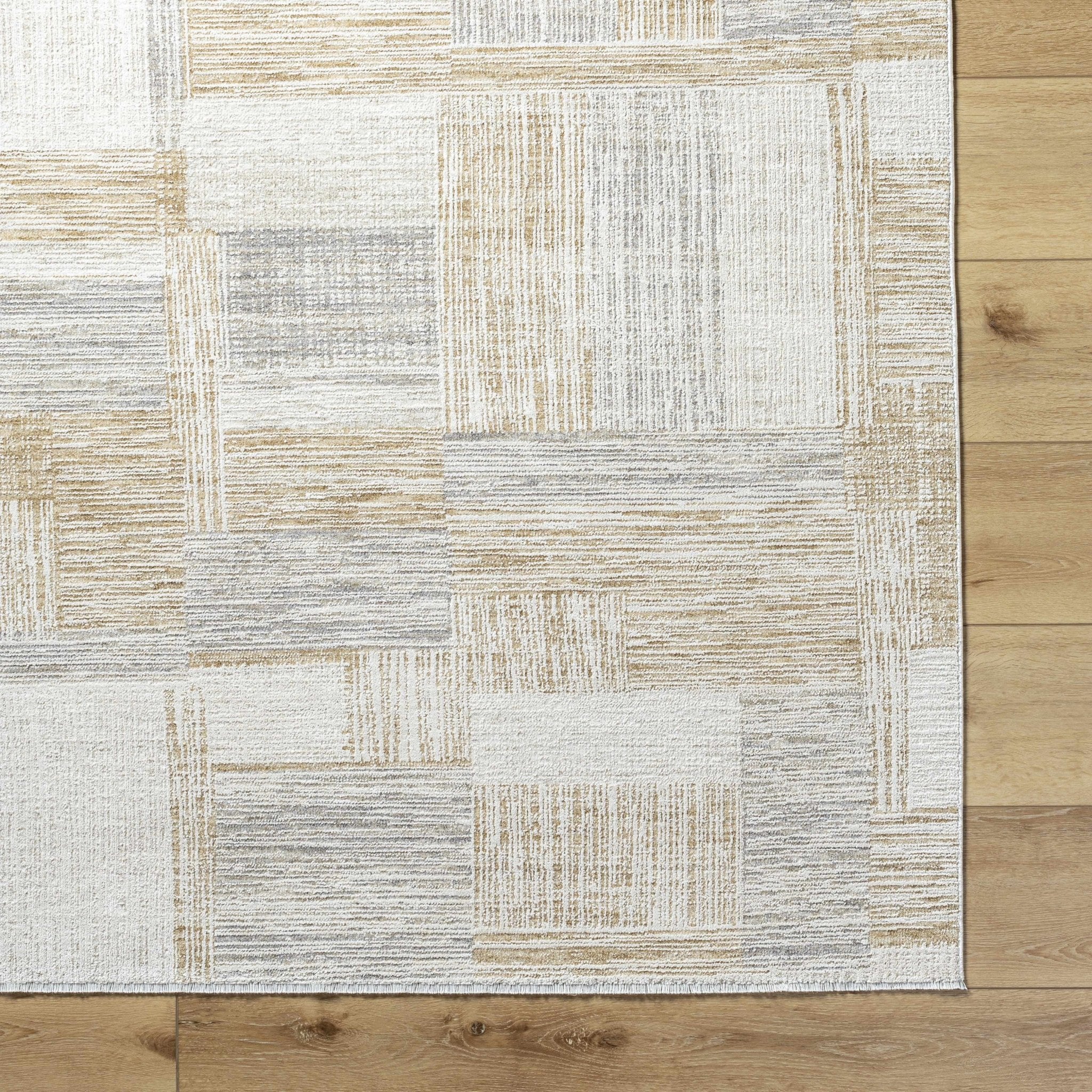 Modern Abstract Style Contemporary Silver and Beige Rug - Image 6