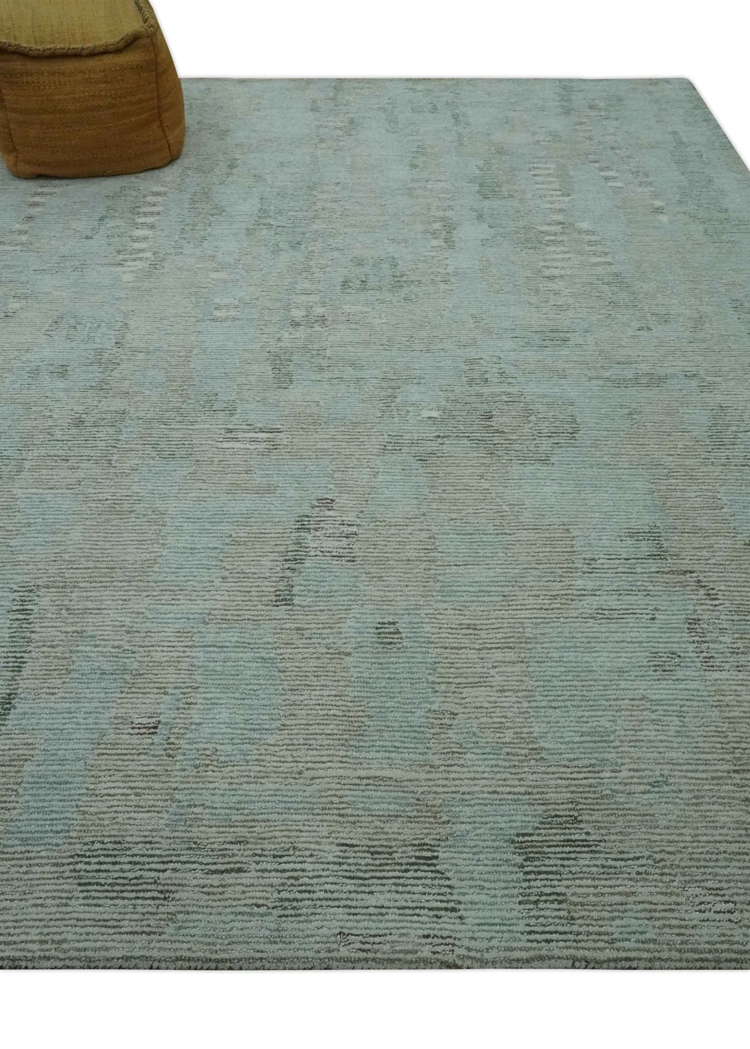 Modern Abstract Teal, Olive and Ivory Hand Tufted Multi Size wool area rug - Image 3