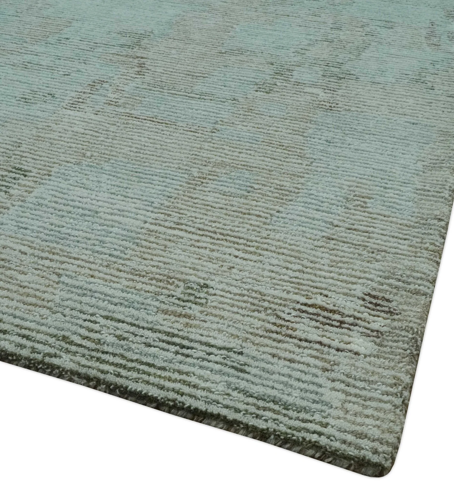 Modern Abstract Teal, Olive and Ivory Hand Tufted Multi Size wool area rug - Image 5