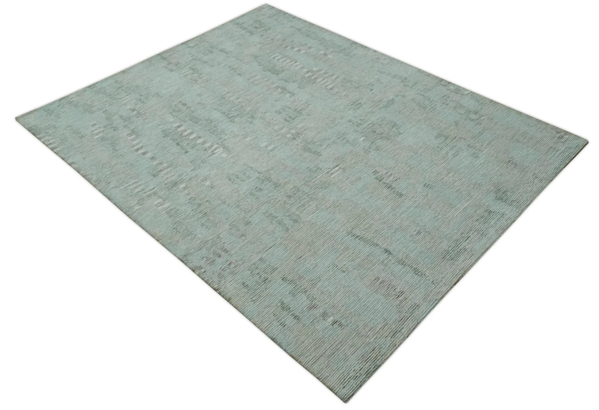 Modern Abstract Teal, Olive and Ivory Hand Tufted Multi Size wool area rug - Image 8