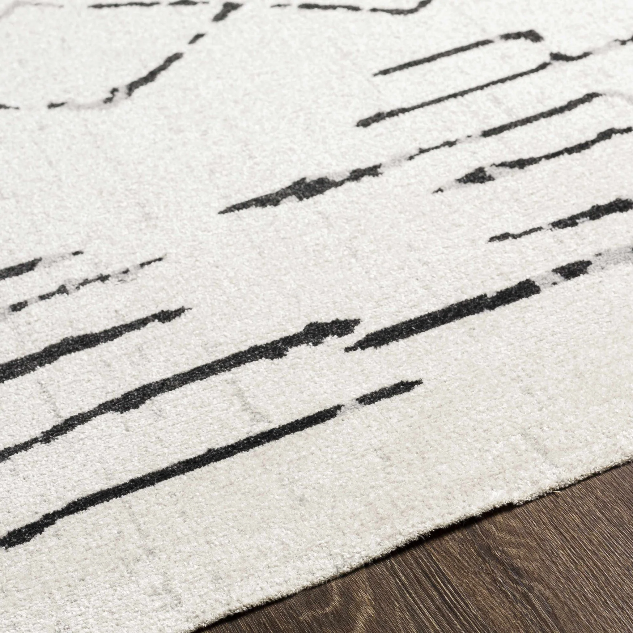 Modern Art Design Machine Woven Ivory and Black Machine Washable Rug - Image 10