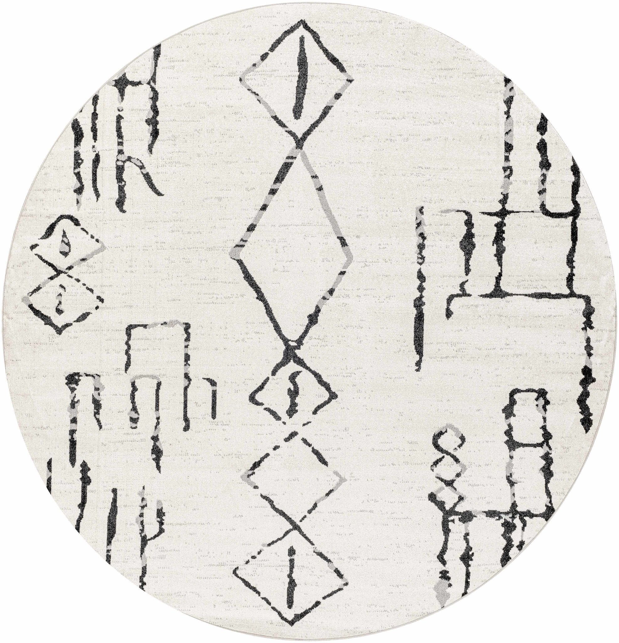 Modern Art Design Machine Woven Ivory and Black Machine Washable Rug - Image 15