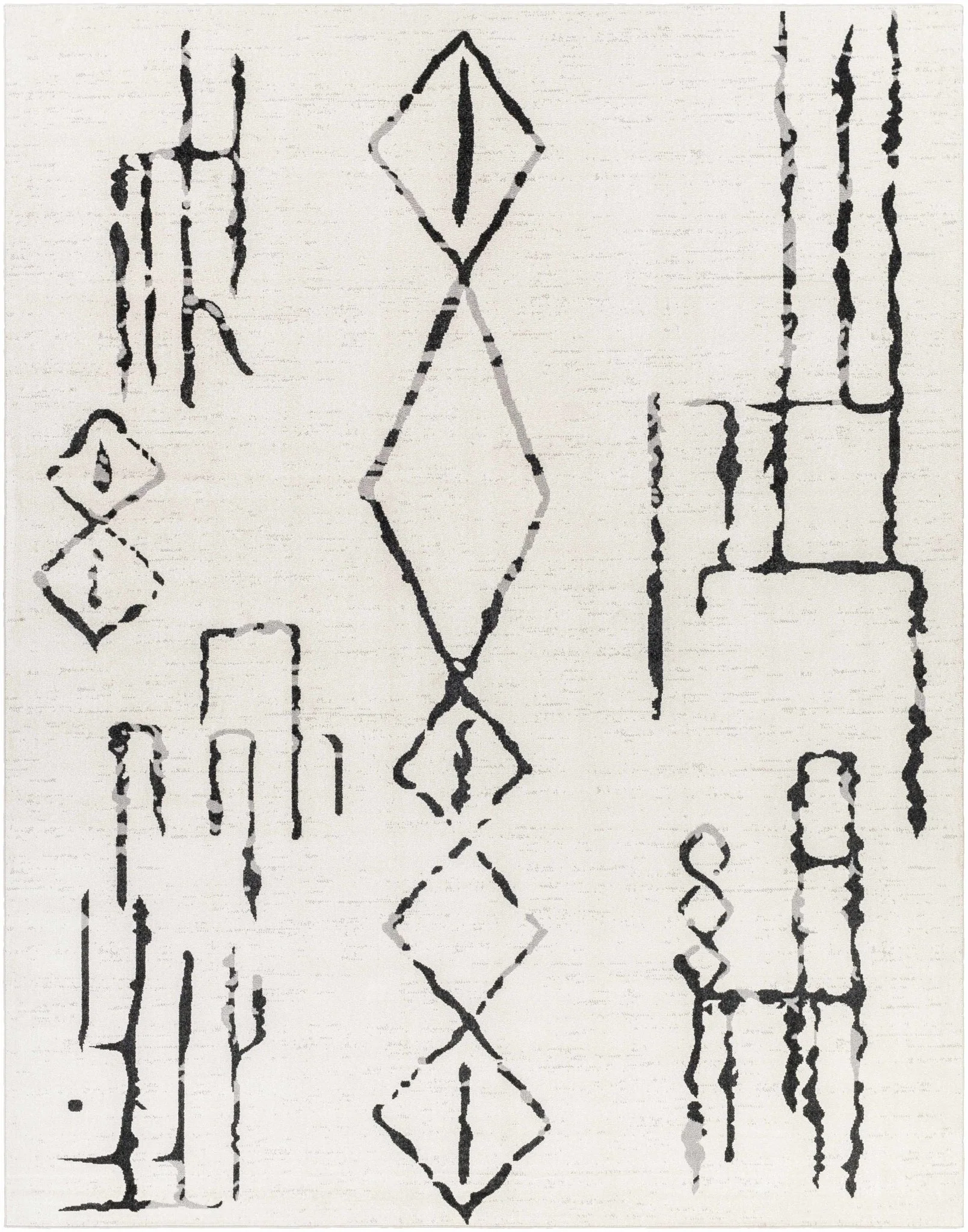 Modern Art Design Machine Woven Ivory and Black Machine Washable Rug - Image 17