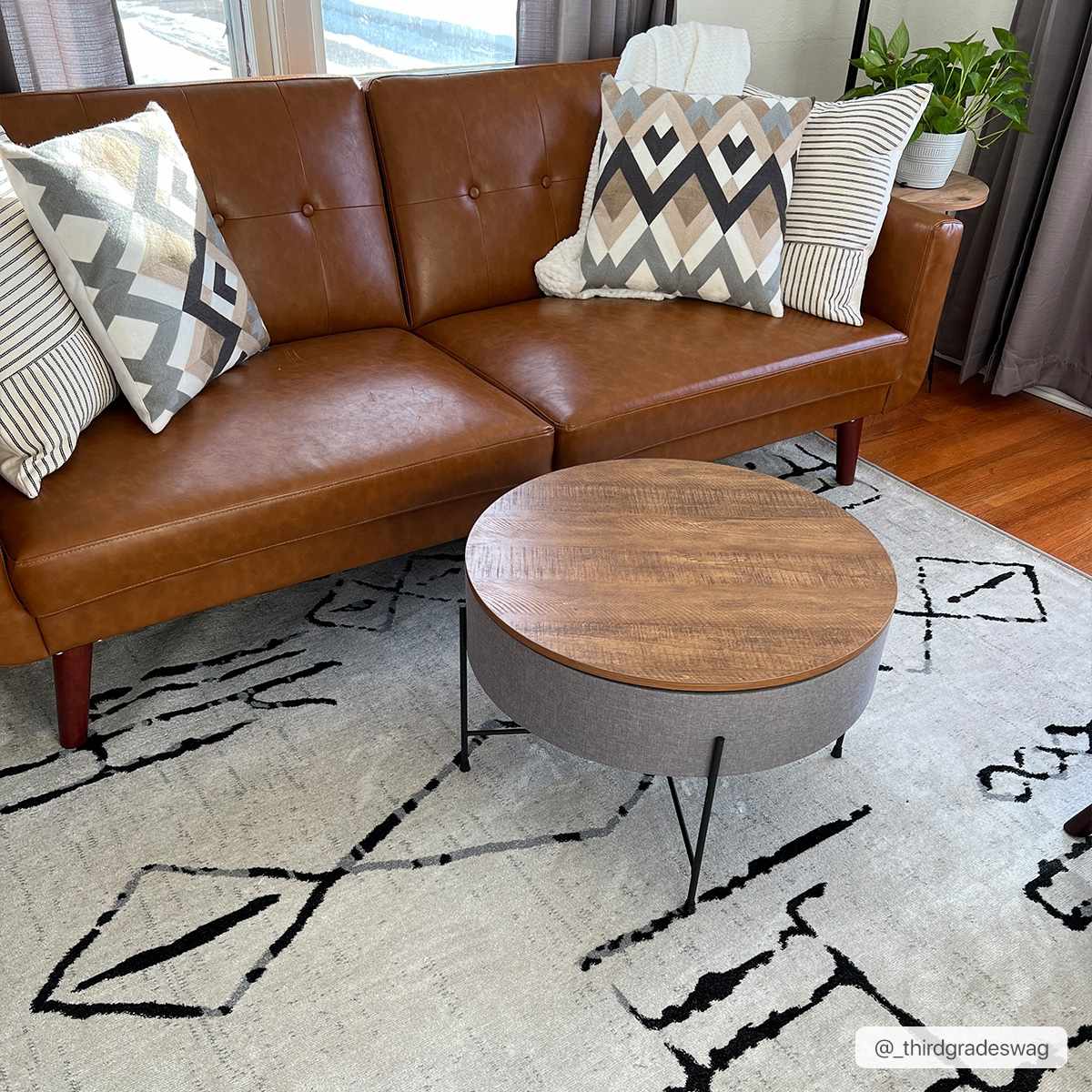 Modern Art Design Machine Woven Ivory and Black Machine Washable Rug - Image 7