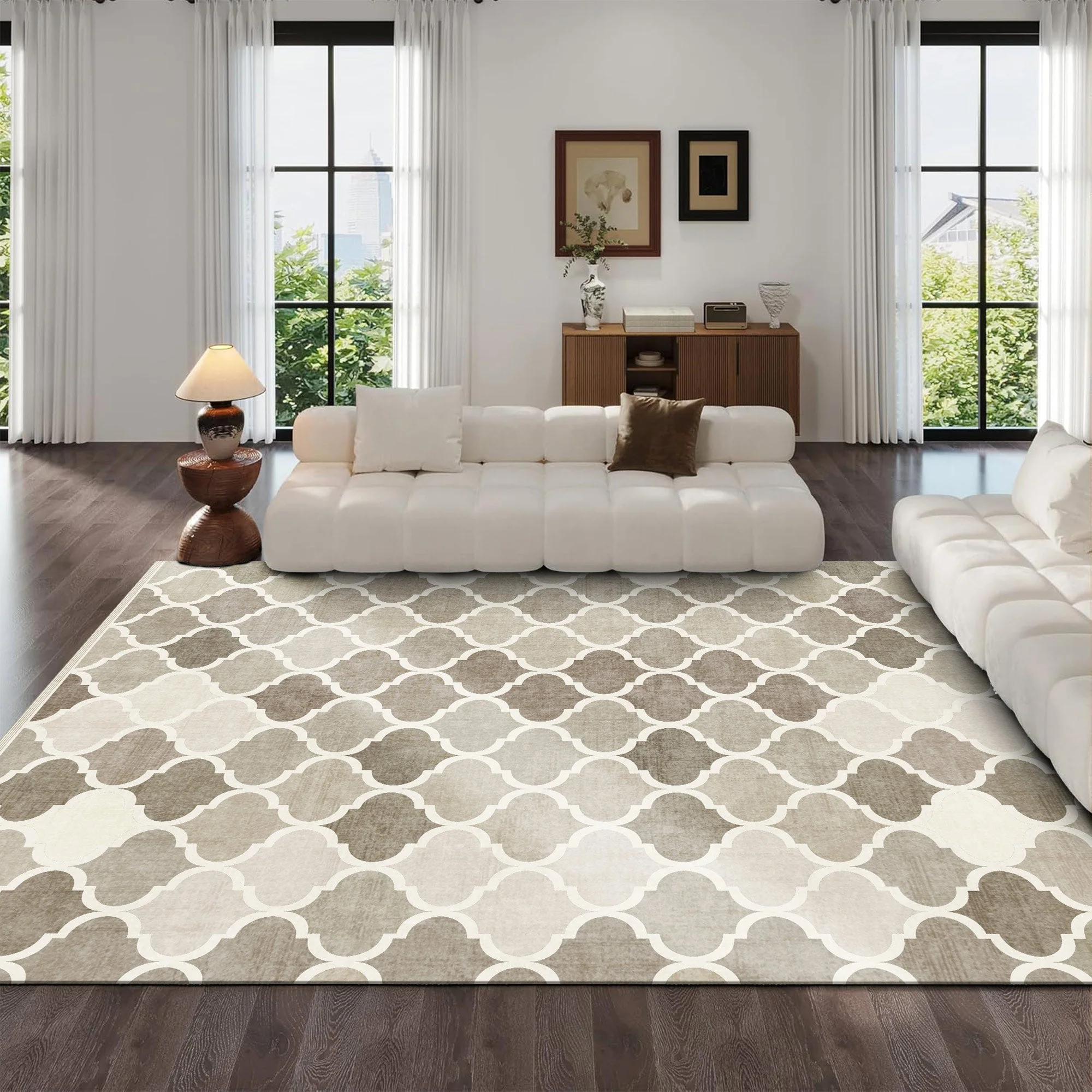 Modern Beige And Brown Machine Washable Cotton Area Rug - Image 3