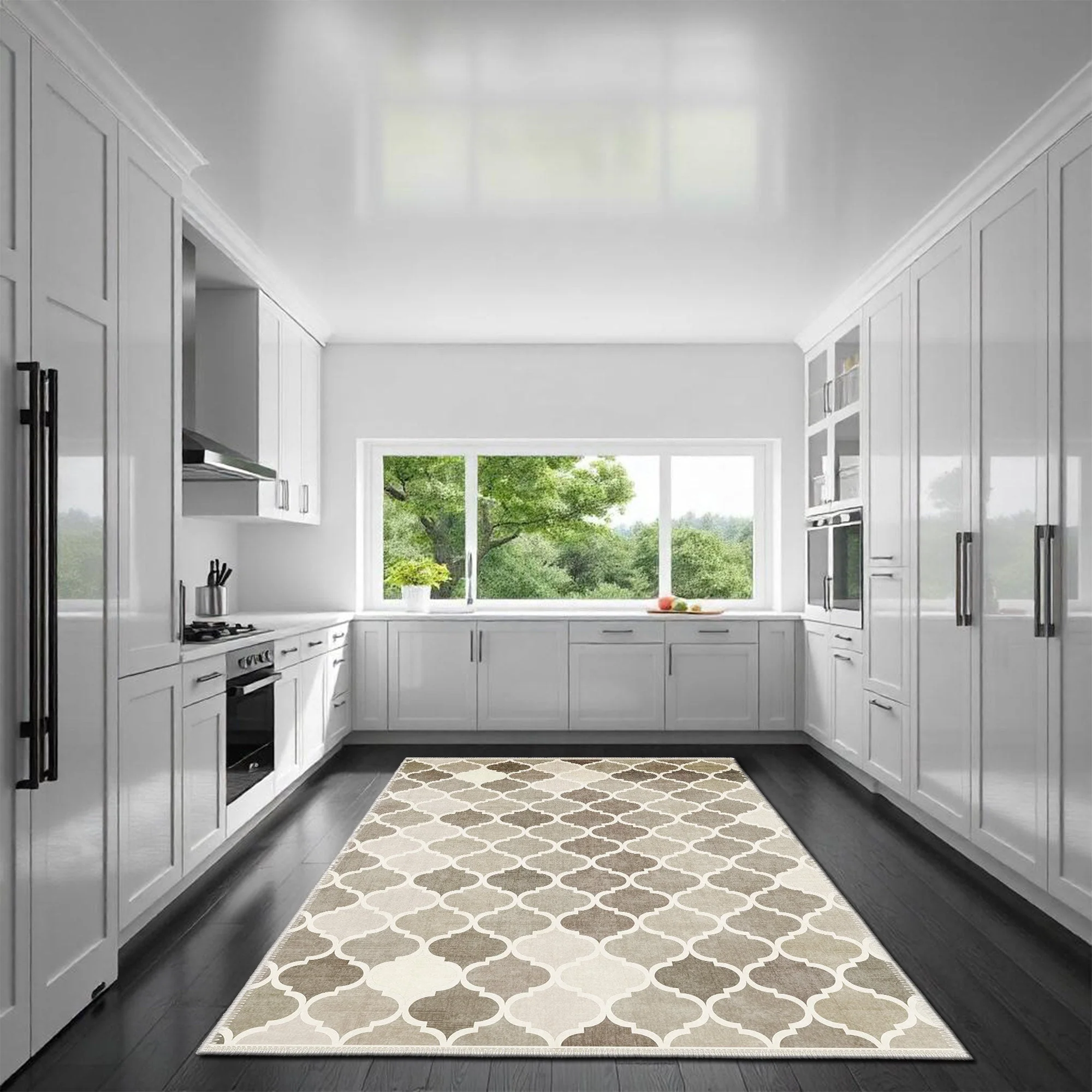 Modern Beige And Brown Machine Washable Cotton Area Rug - Image 6