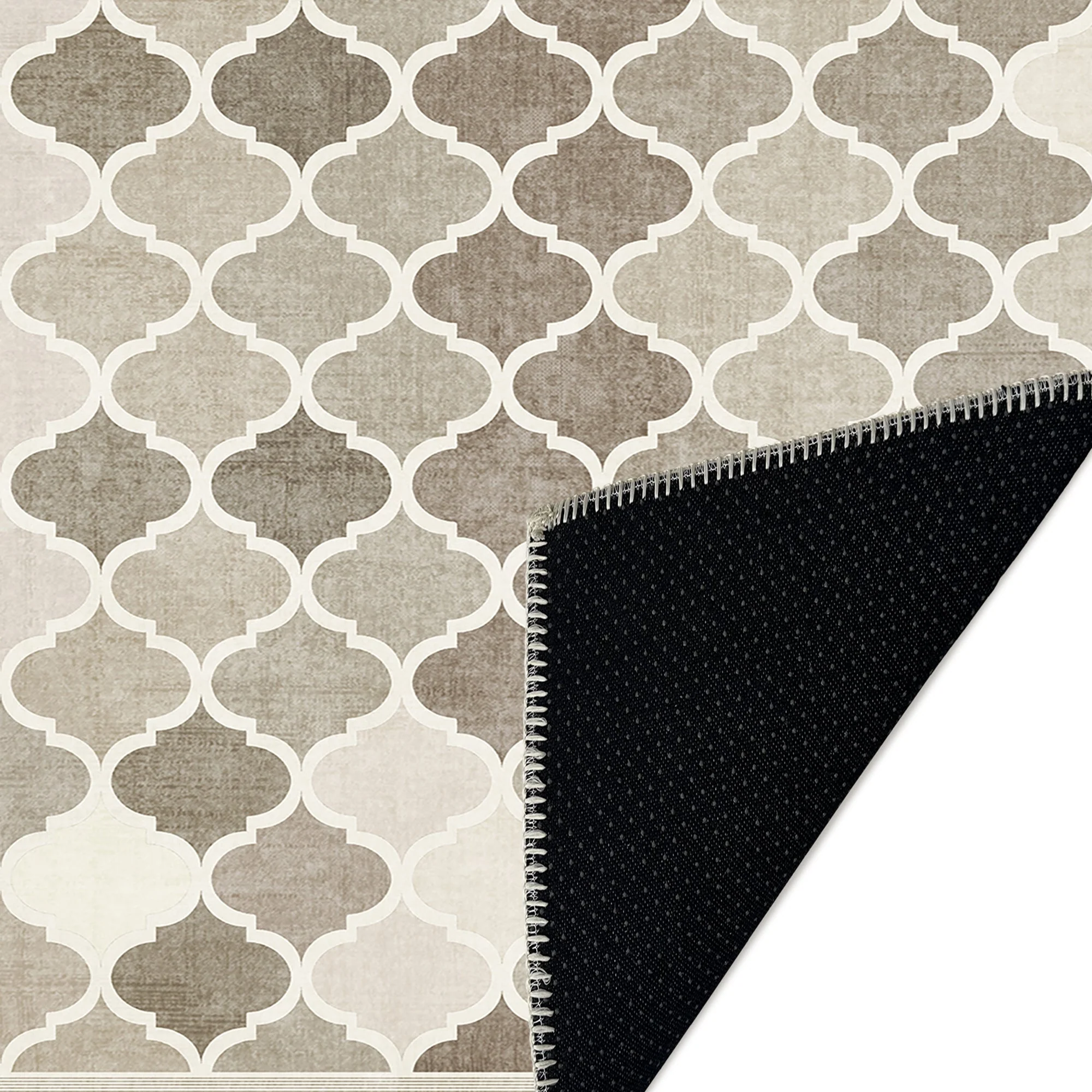 Modern Beige And Brown Machine Washable Cotton Area Rug - Image 7