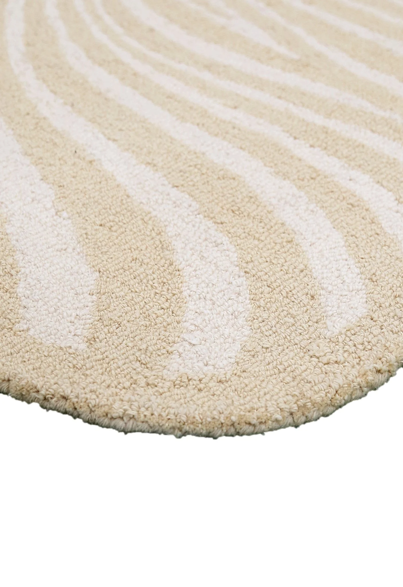 Modern Beige Blossom Hand Tufted 5x5 Wool Rug - Image 3