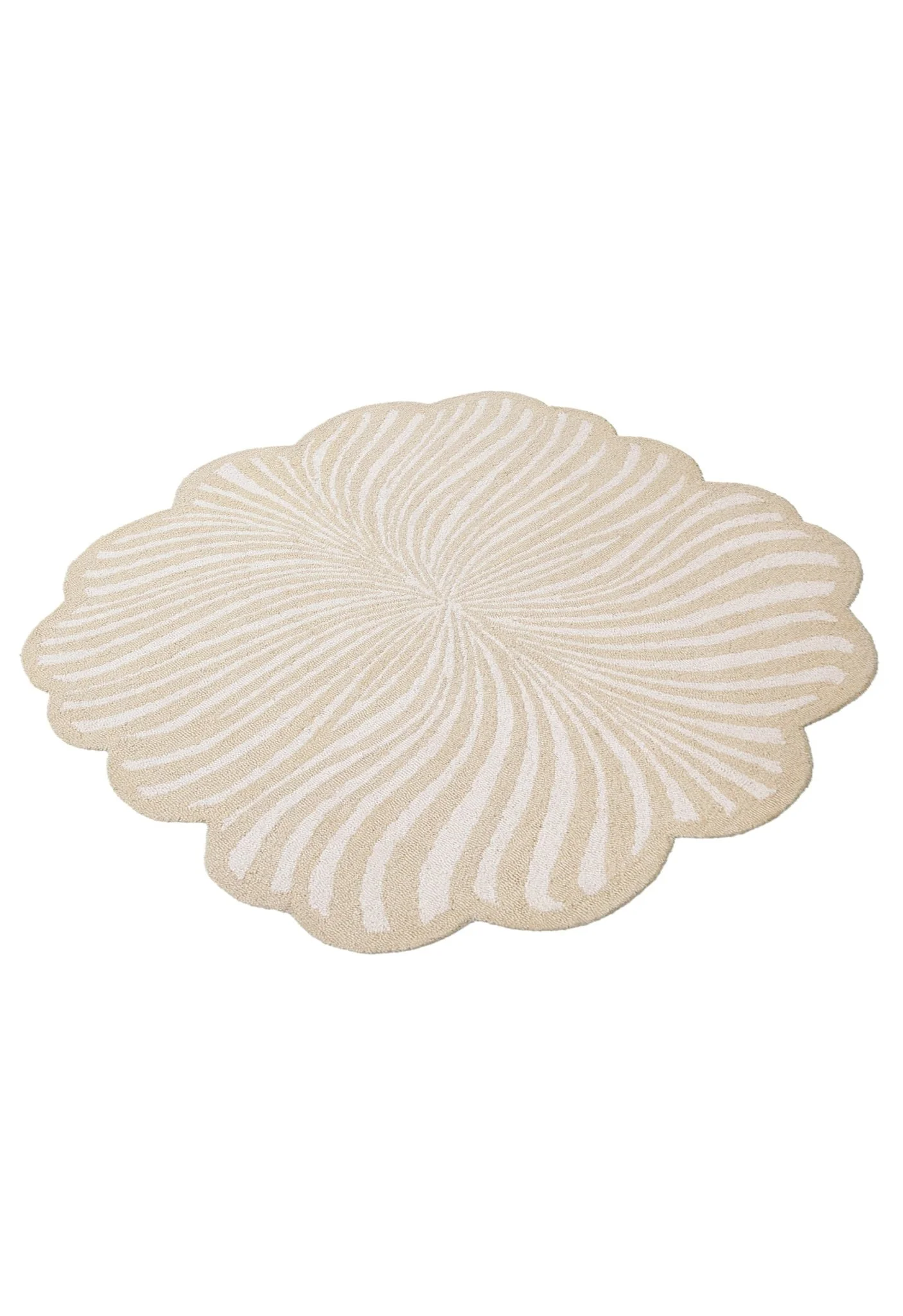 Modern Beige Blossom Hand Tufted 5x5 Wool Rug - Image 6