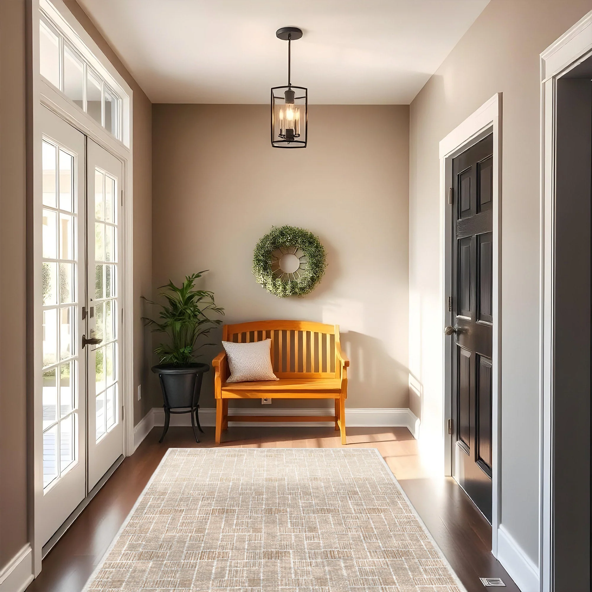 Modern Beige Cotton Machine Washable Area Rug - Image 3