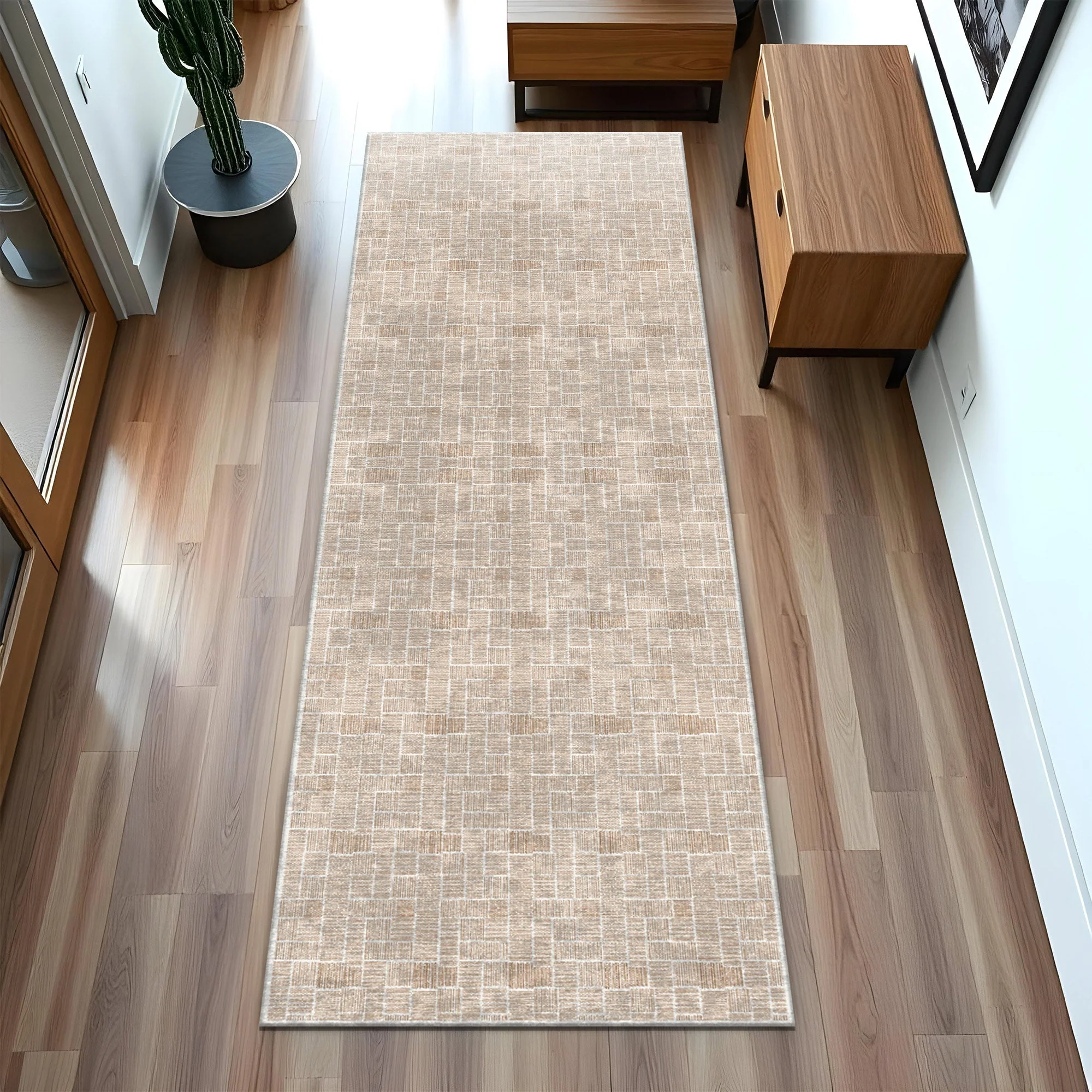 Modern Beige Cotton Machine Washable Area Rug - Image 4