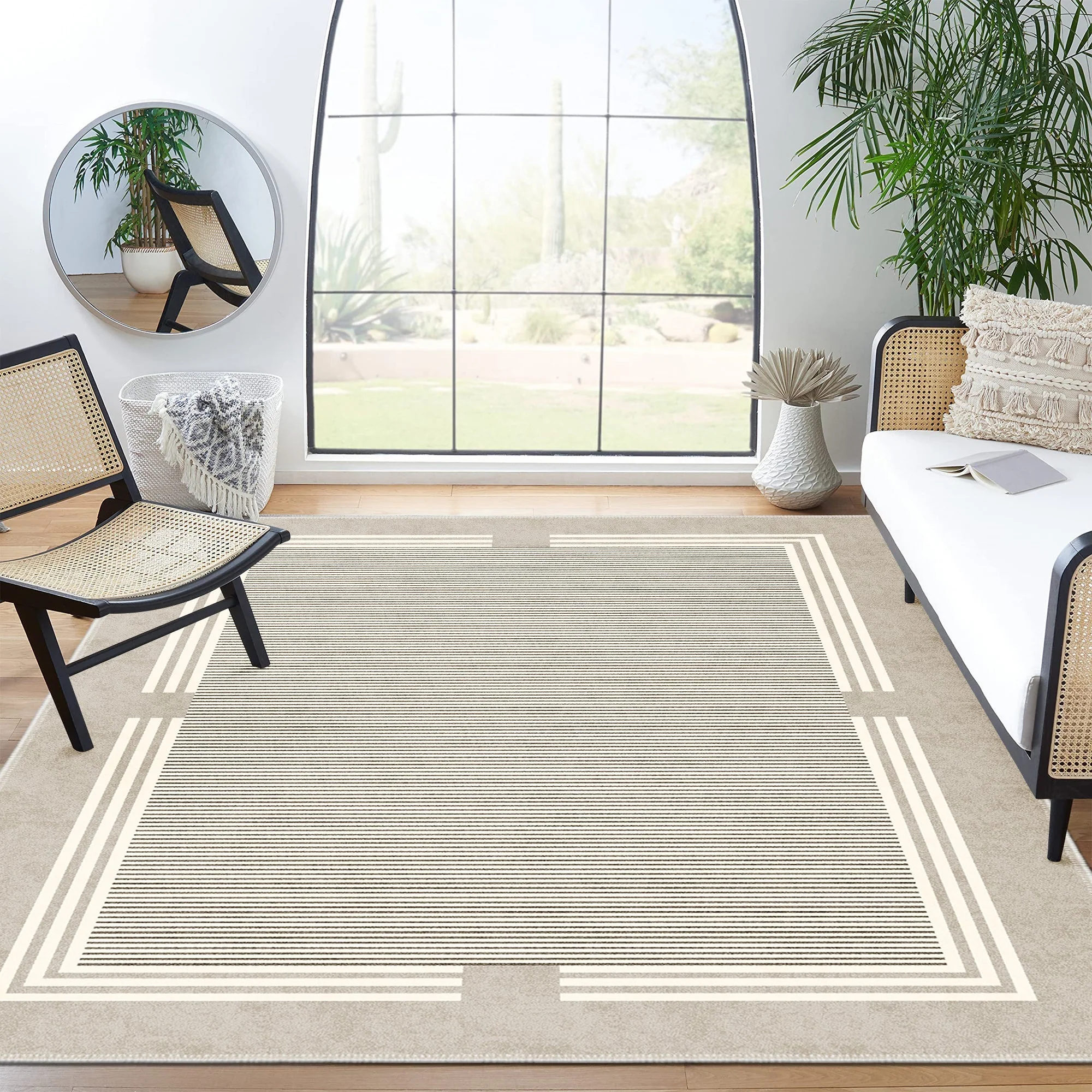 Modern Beige Machine Washable cotton Area Rug - Image 2
