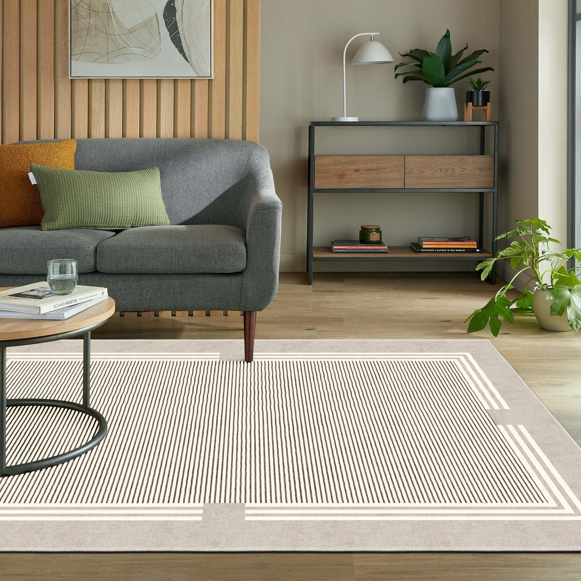 Modern Beige Machine Washable cotton Area Rug - Image 3