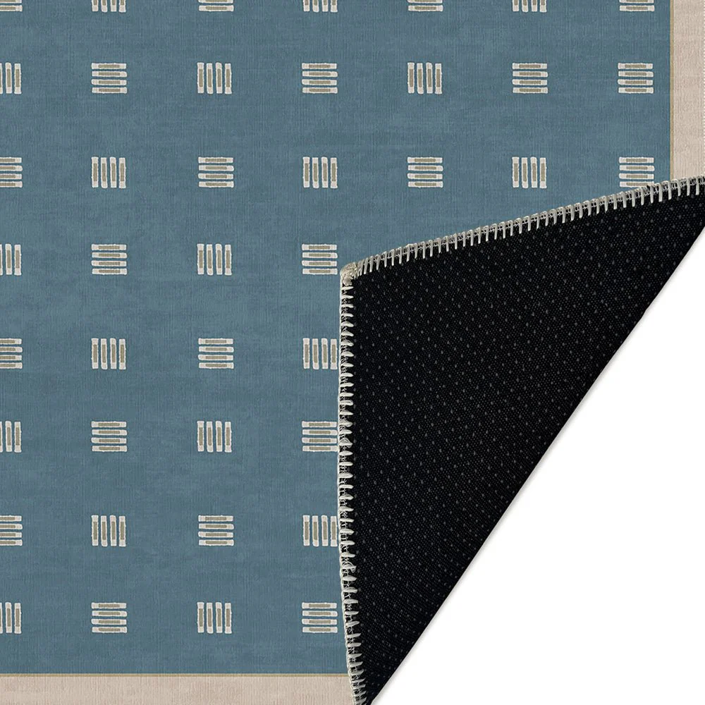 Modern Blue And Beige Machine Washable Cotton Area Rug - Image 6