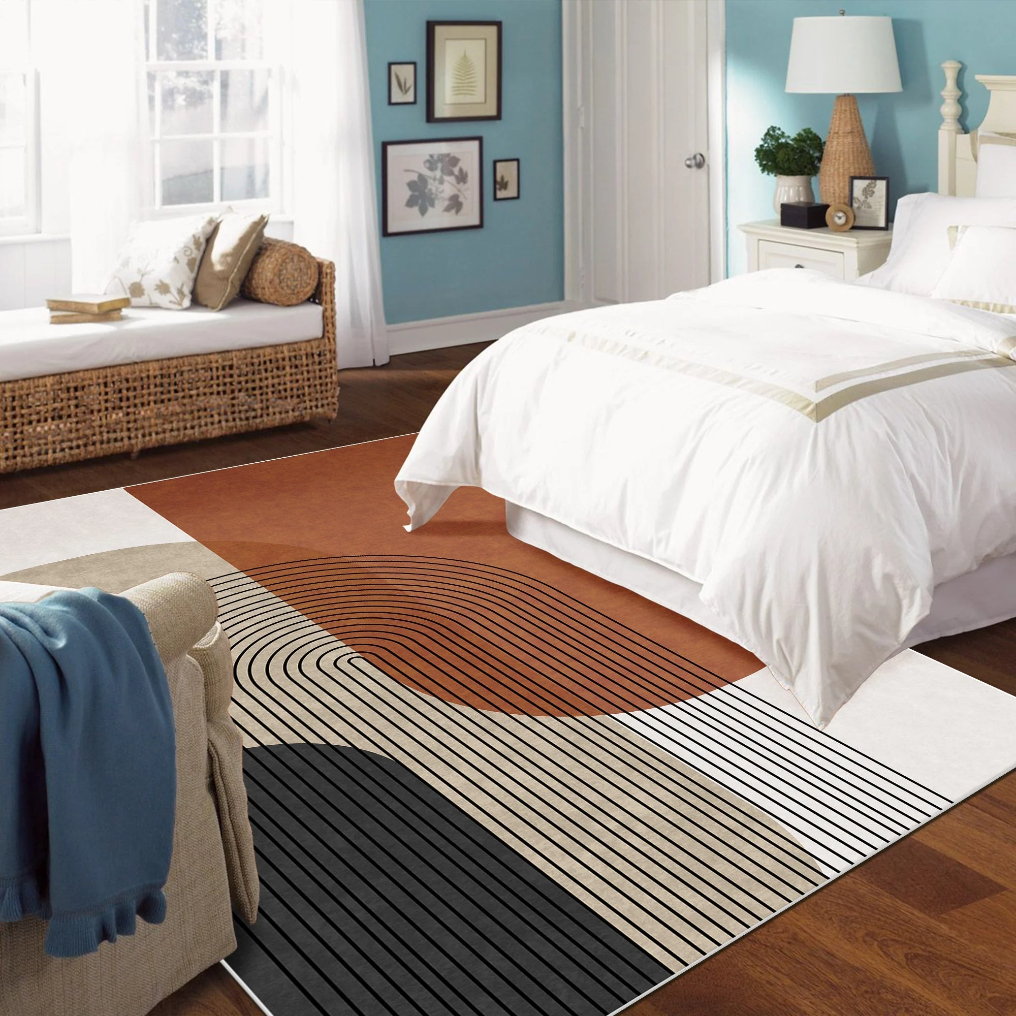Modern Brown And Beige Machine Washable Cotton Area Rug - Image 4