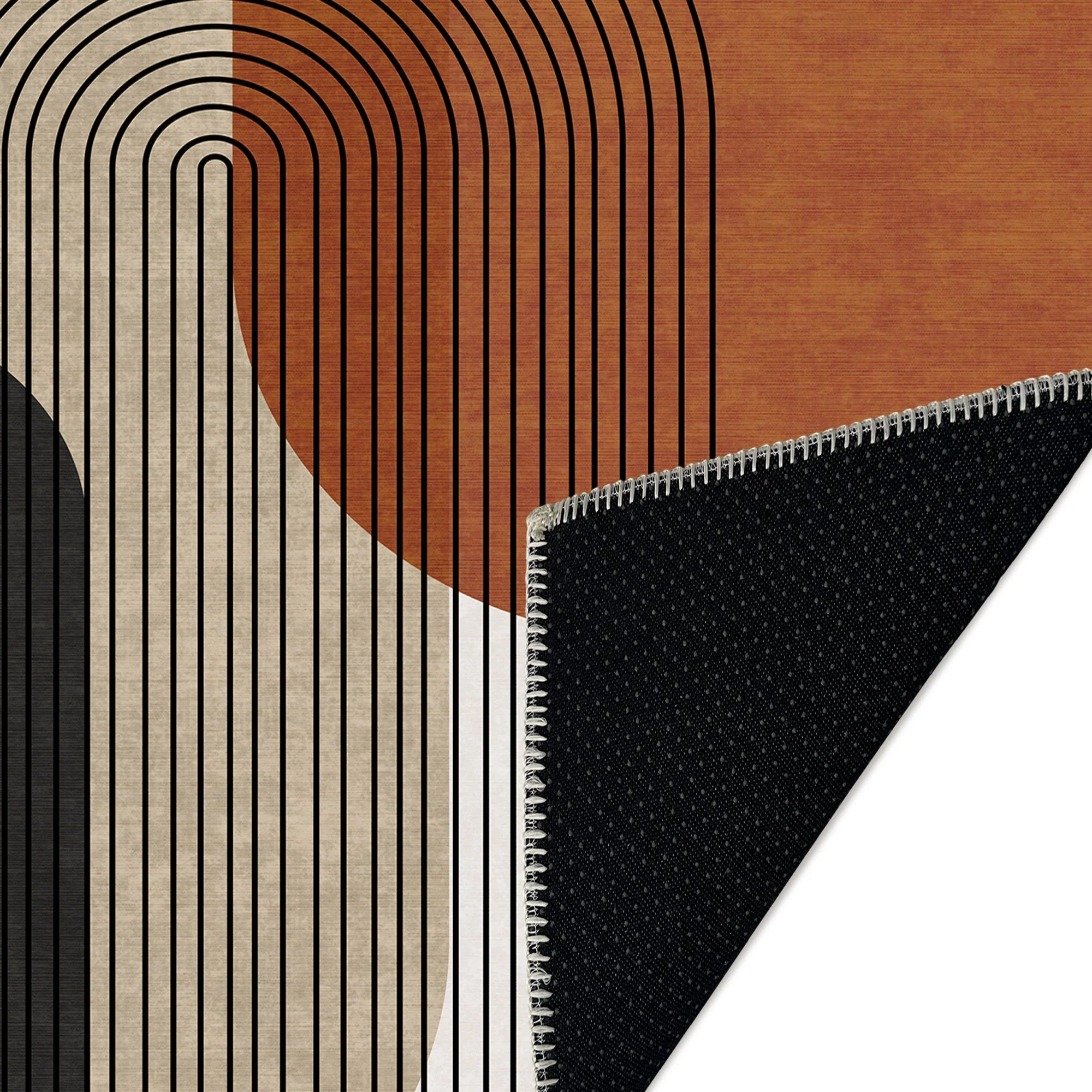 Modern Brown And Beige Machine Washable Cotton Area Rug - Image 7