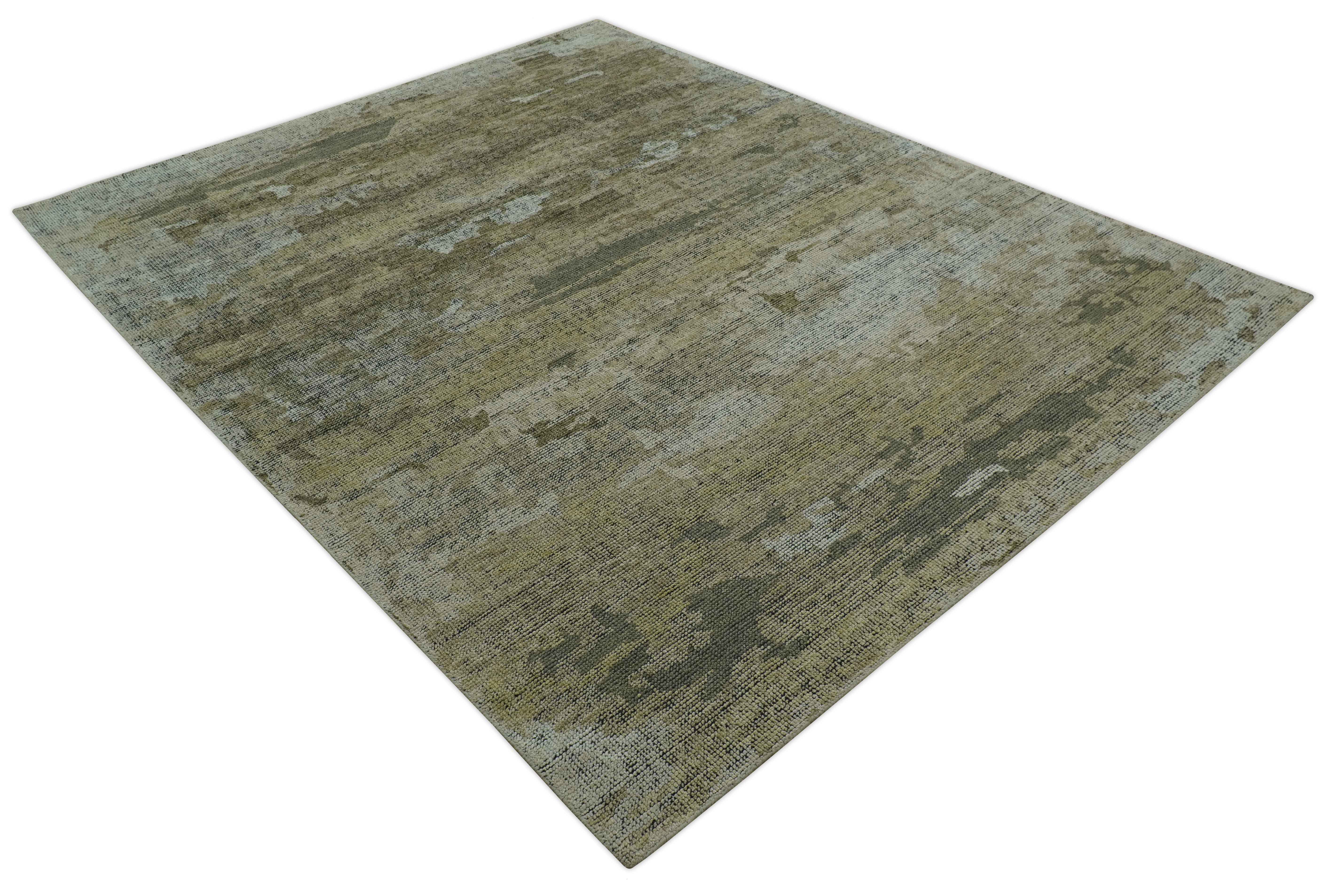 Brown And Silver Abstract Design Hand Knotted Custom Made wool rug - Image 11