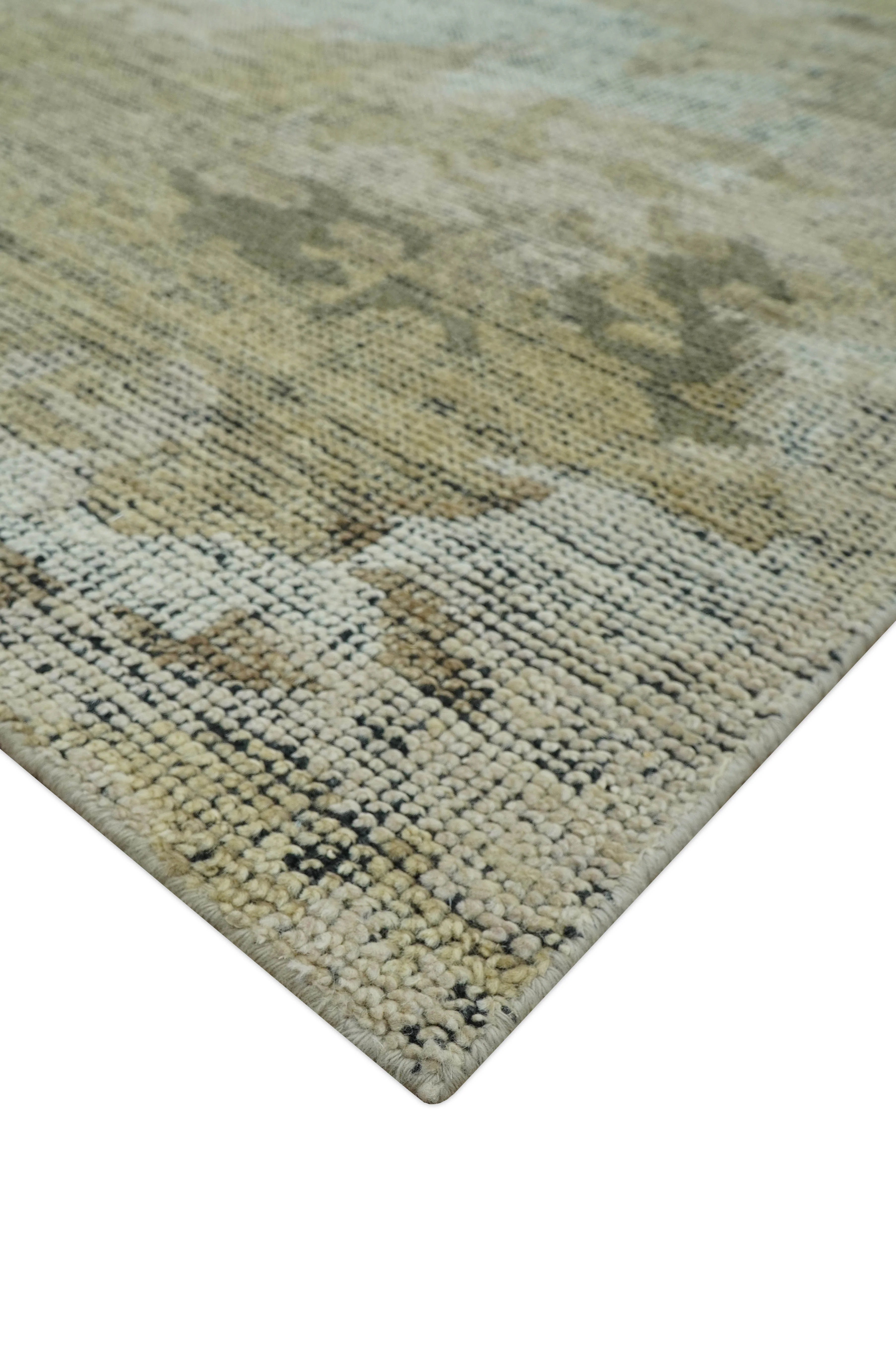 Brown And Silver Abstract Design Hand Knotted Custom Made wool rug - Image 4