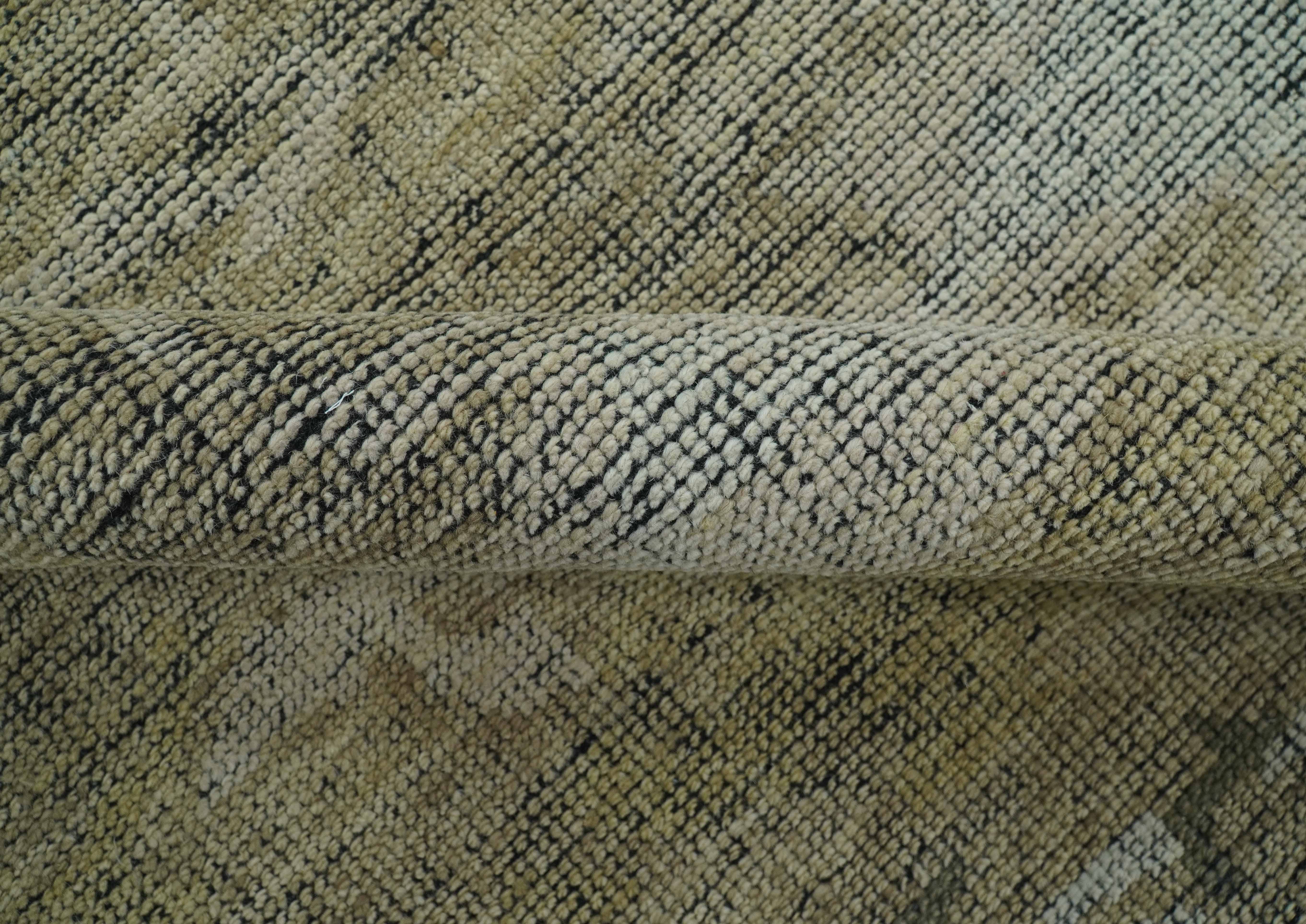 Brown And Silver Abstract Design Hand Knotted Custom Made wool rug - Image 7