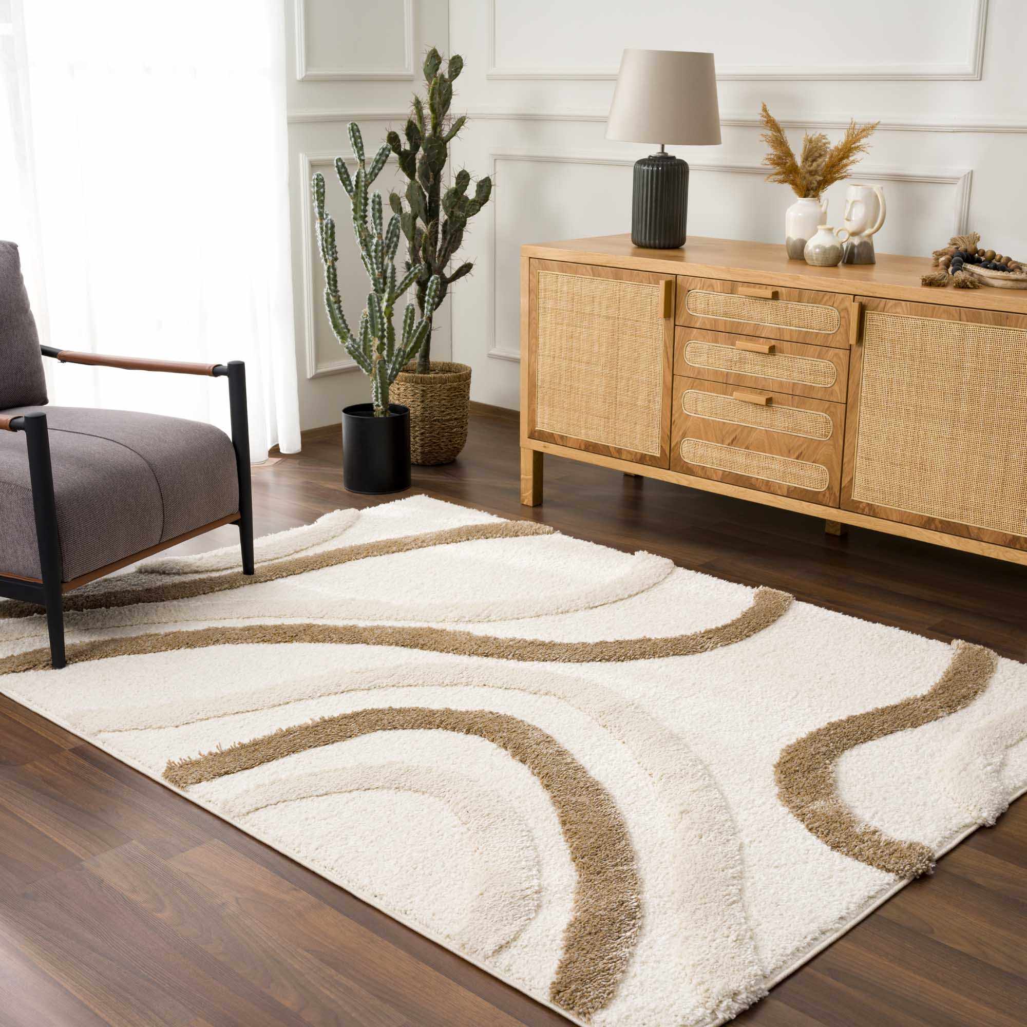 Modern Texture Brown and Ivory Design Area Rug - Image 11