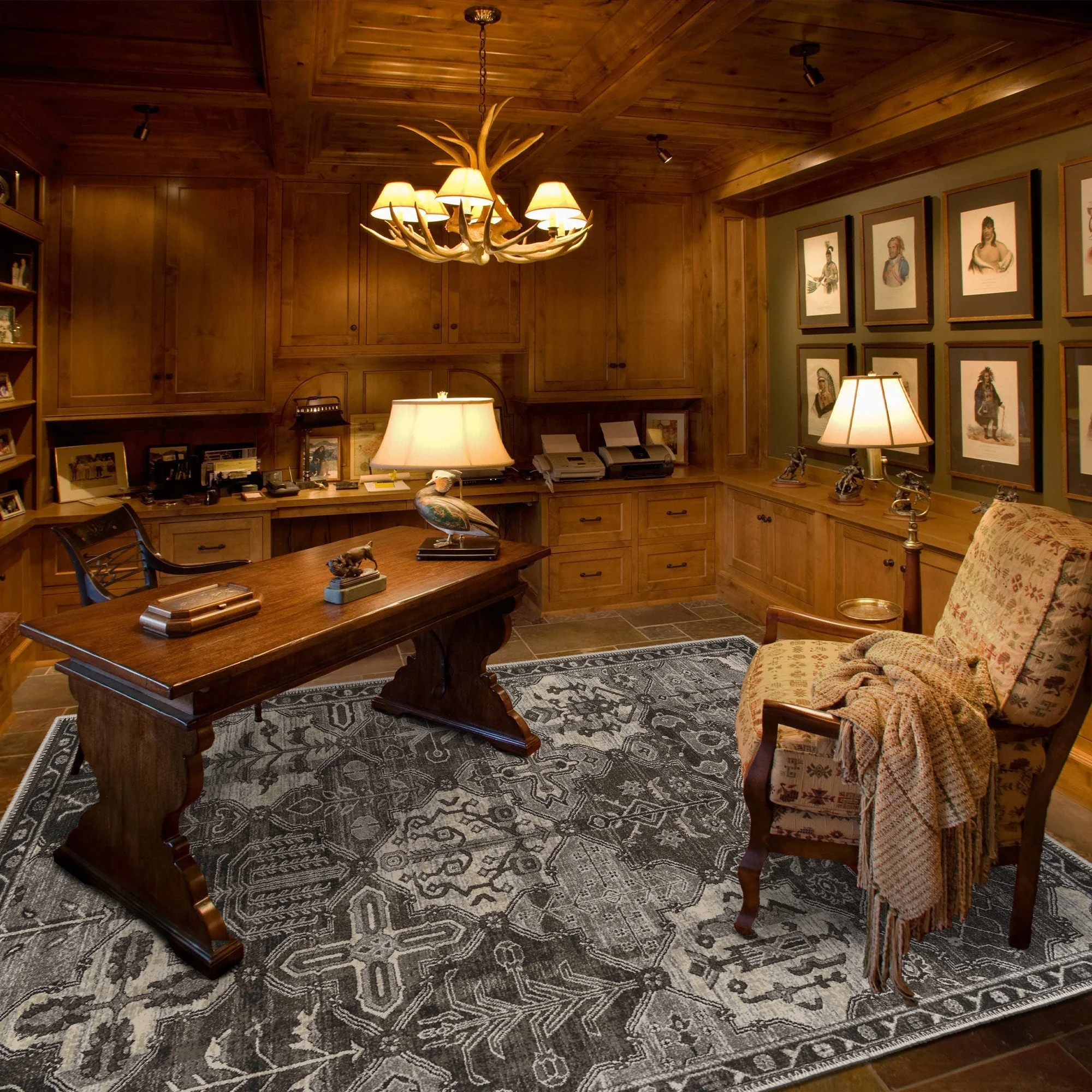 Modern Charcoal And Gray Machine Washable Cotton Area Rug - Image 4