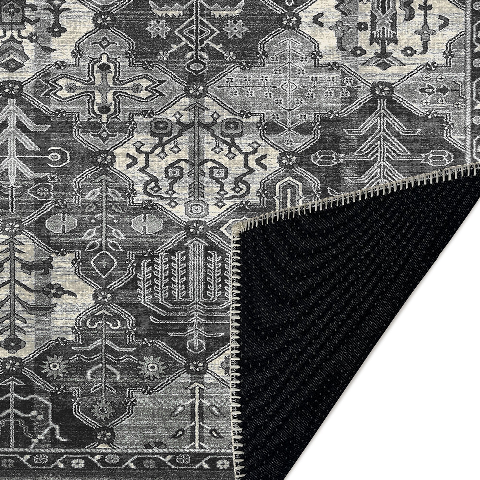 Modern Charcoal And Gray Machine Washable Cotton Area Rug - Image 7