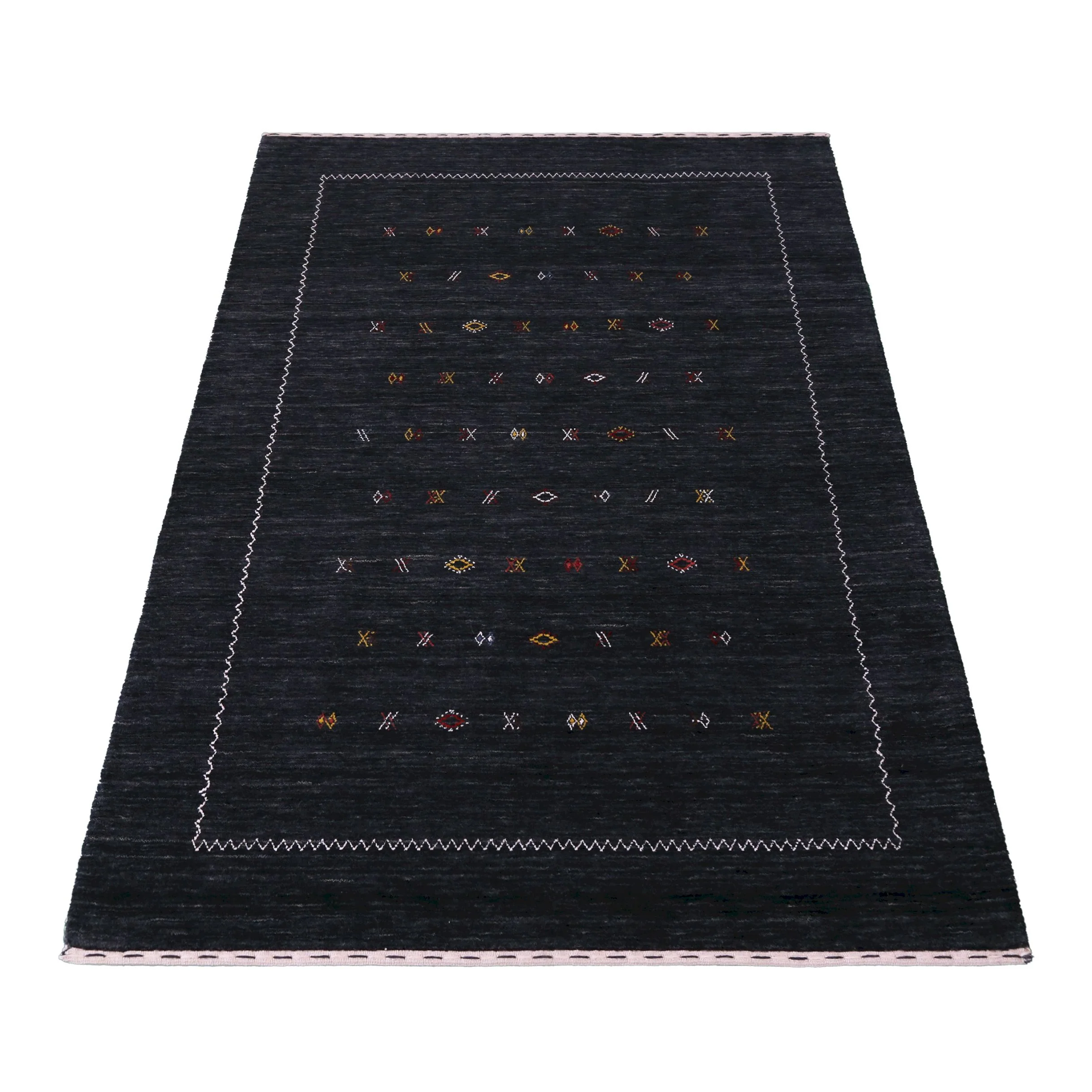 Modern Charcoal And White Hand Loomed Wool Area Rug - Image 3