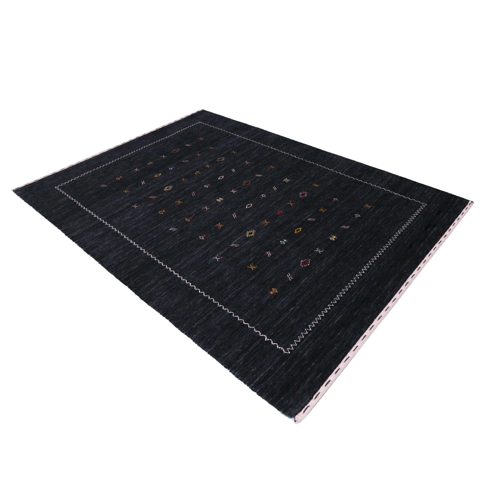 Modern Charcoal And White Hand Loomed Wool Area Rug - Image 4