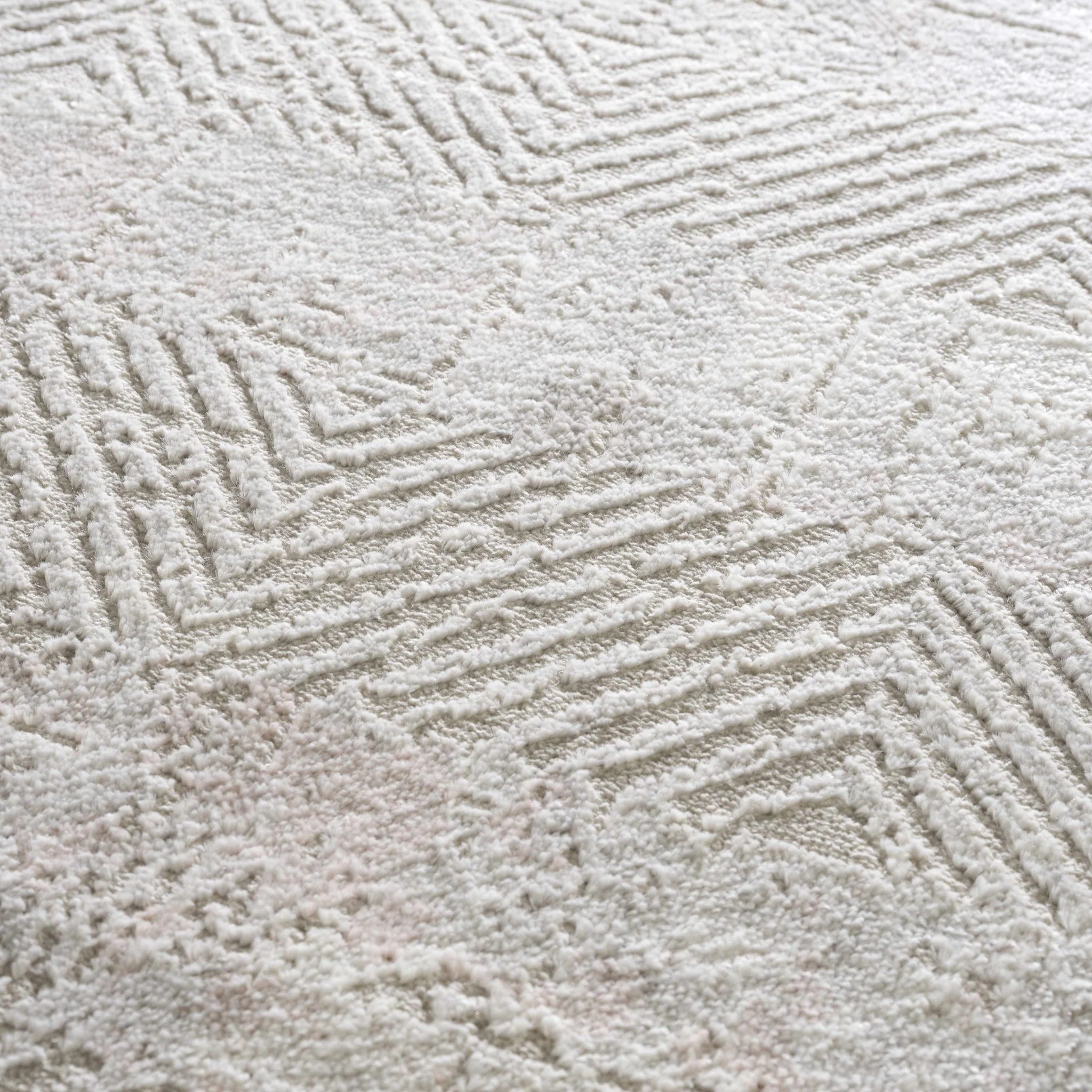 Modern Chevron Pattern Ivory, Beige and Pink Area Rug - Image 11