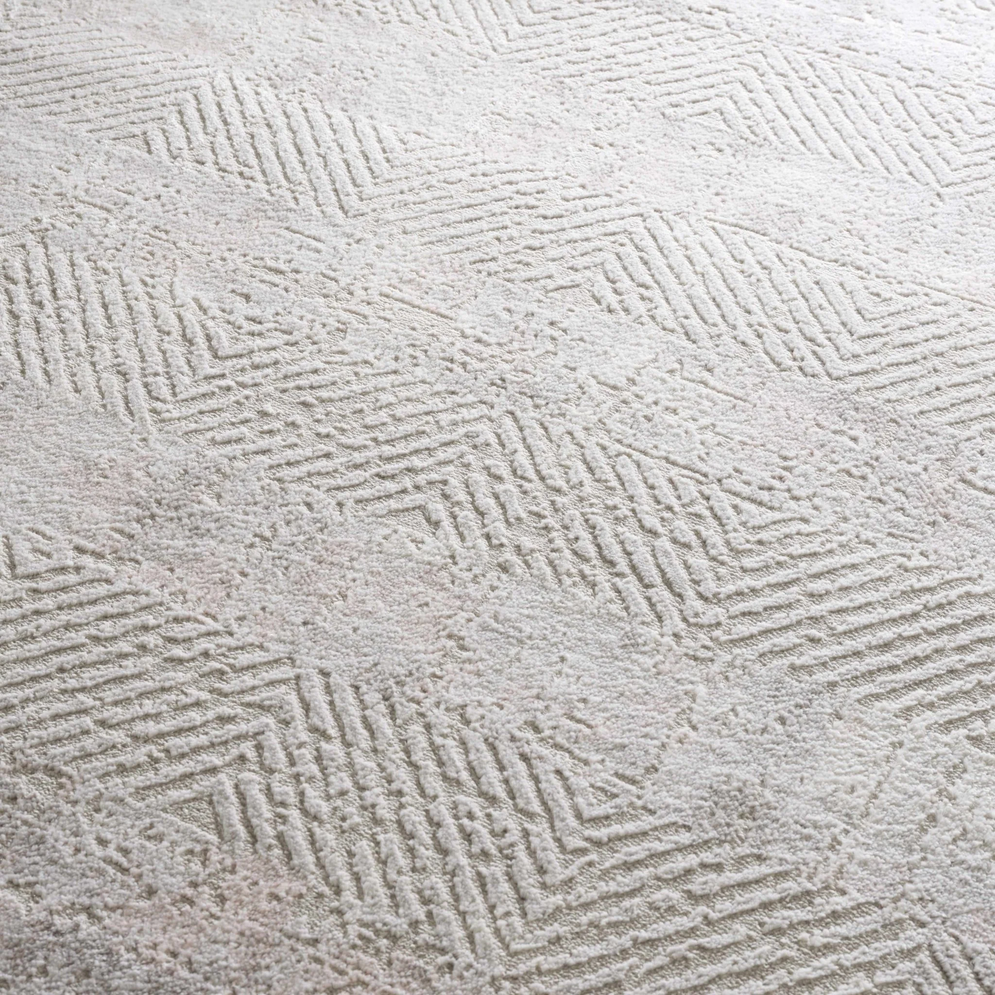 Modern Chevron Pattern Ivory, Beige and Pink Area Rug - Image 12