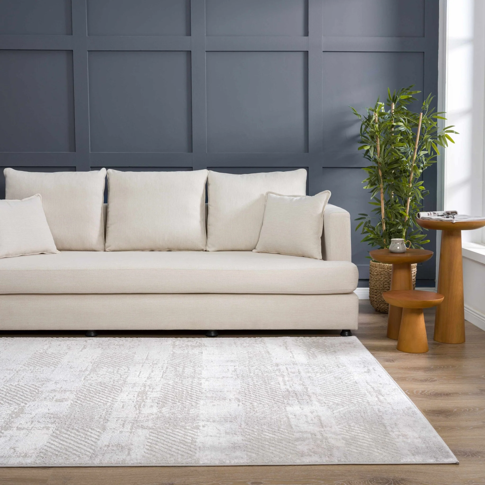 Modern Chevron Pattern Ivory, Beige and Pink Area Rug - Image 14