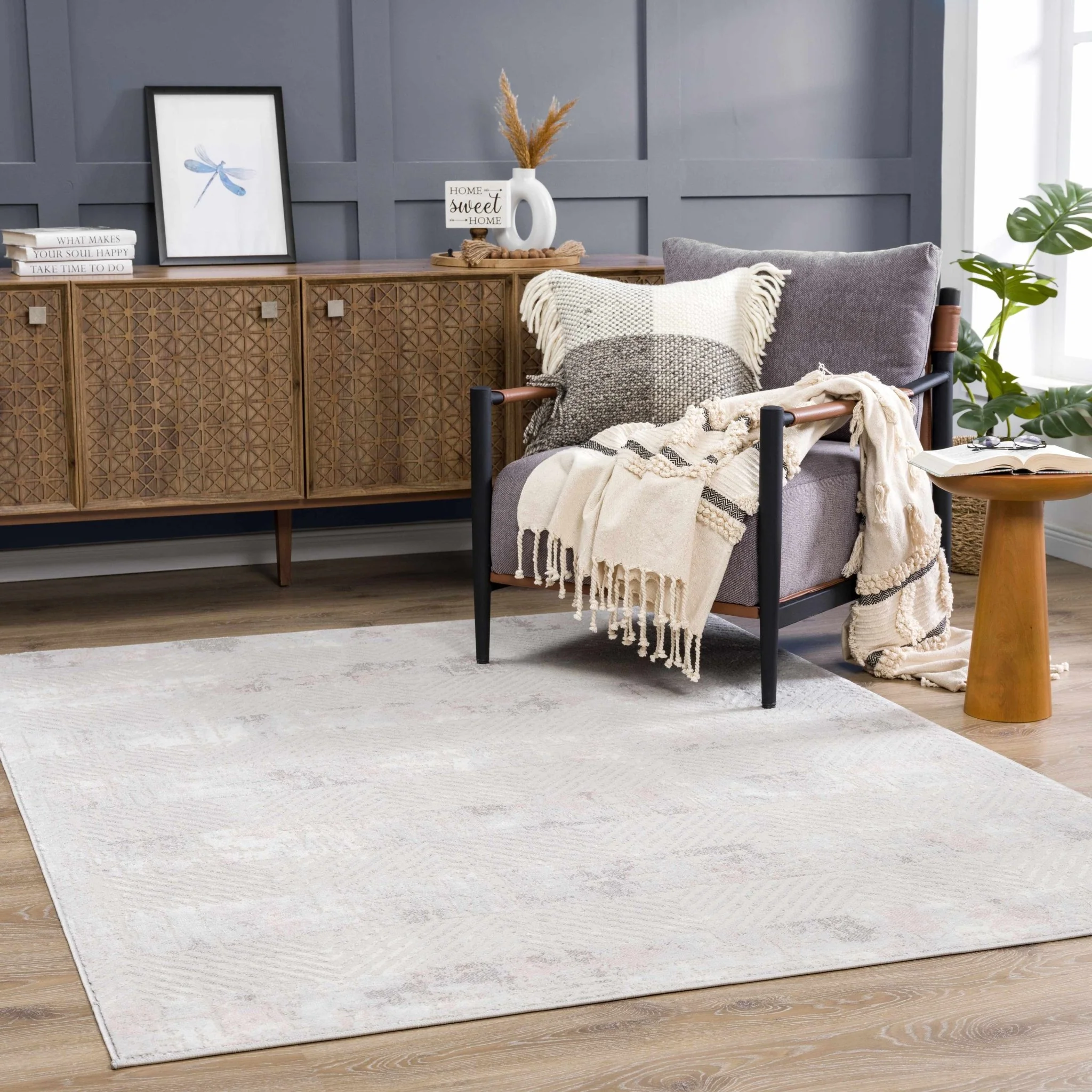 Modern Chevron Pattern Ivory, Beige and Pink Area Rug - Image 16