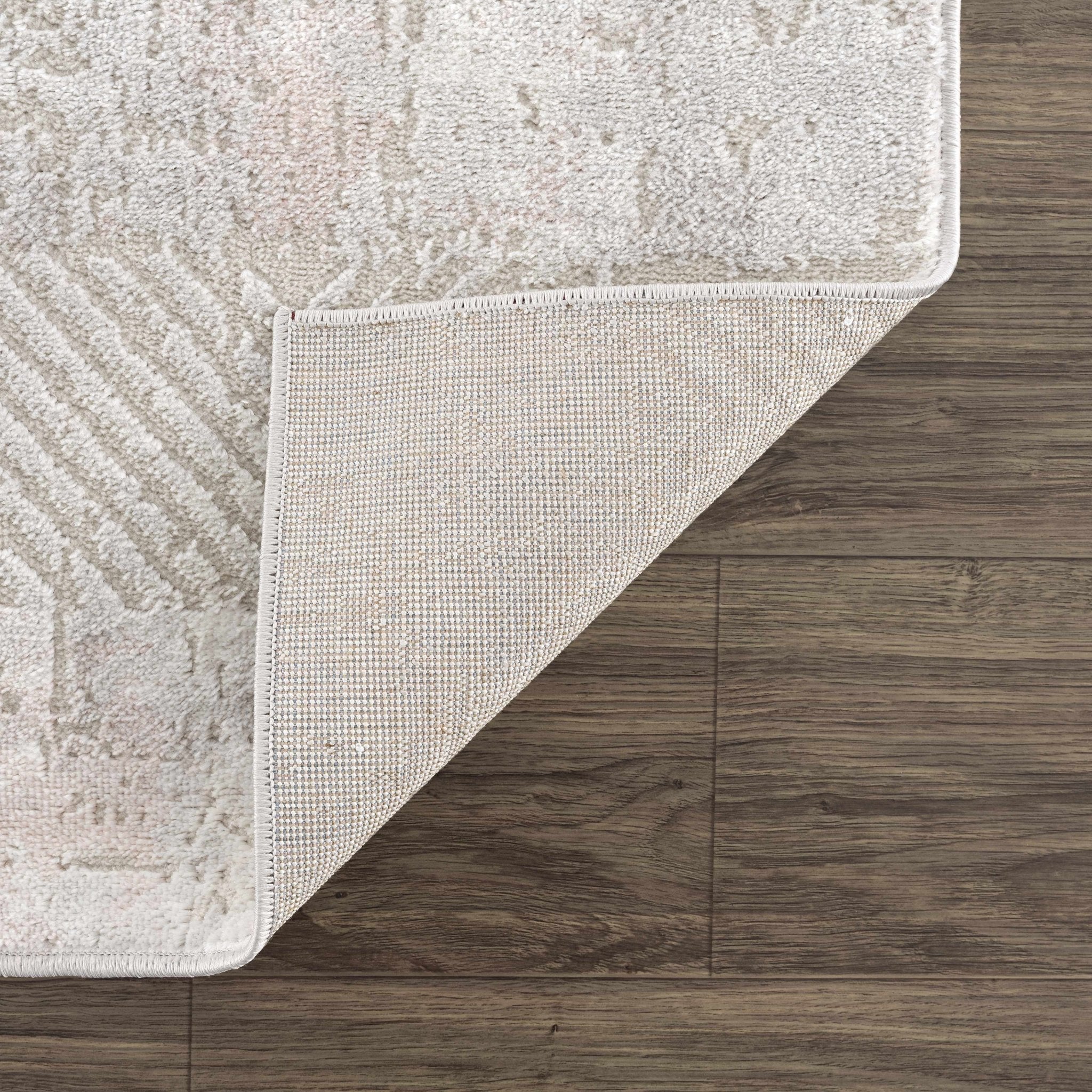 Modern Chevron Pattern Ivory, Beige and Pink Area Rug - Image 3