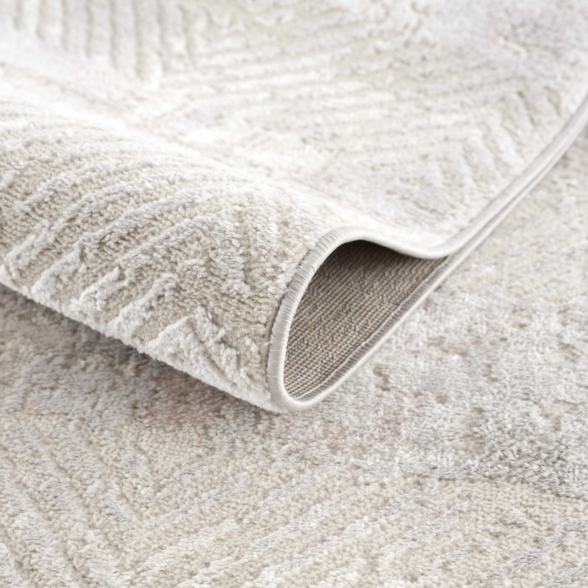 Modern Chevron Pattern Ivory, Beige and Pink Area Rug - Image 4