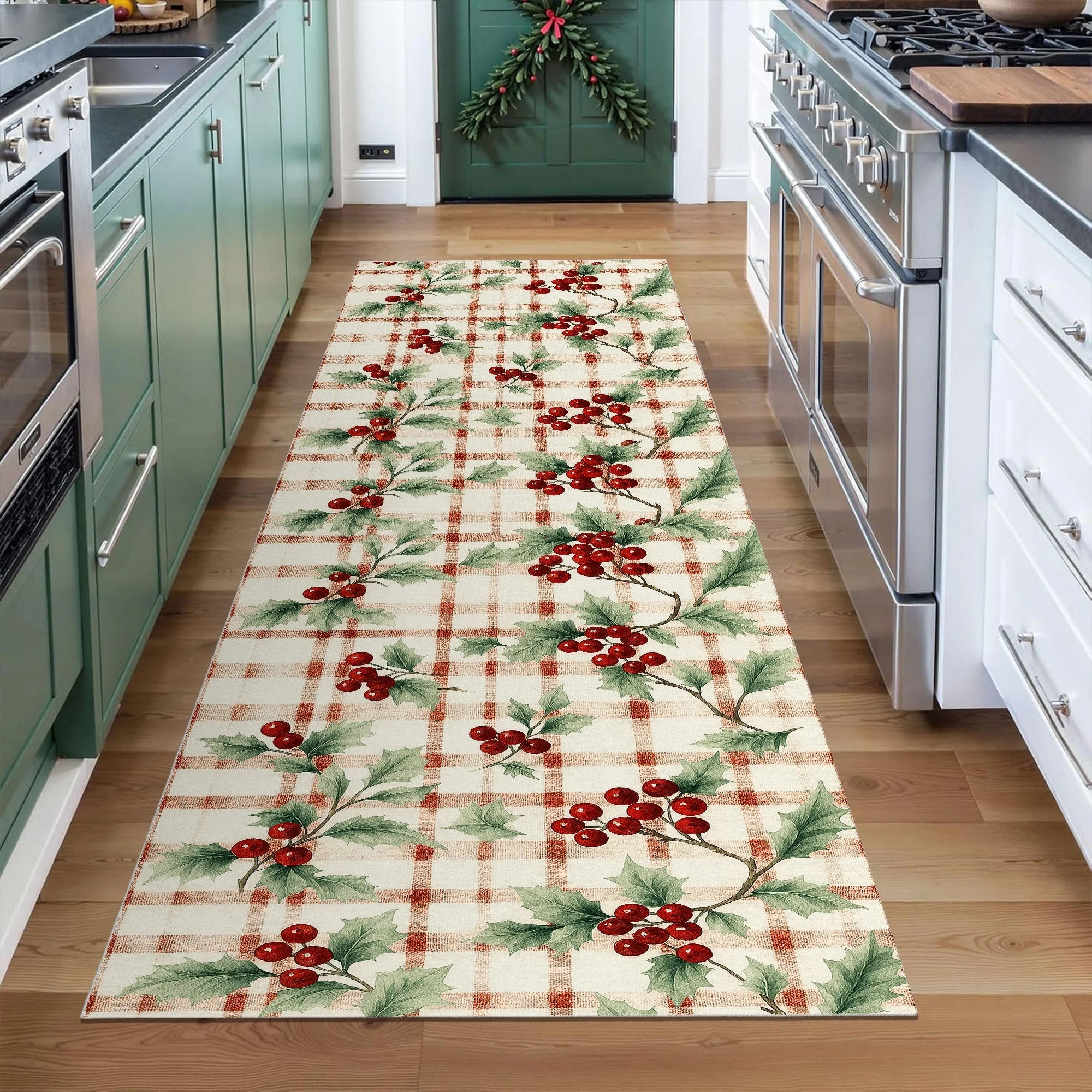Cherry design Beige Machine Washable Cotton Area Rug - Image 3
