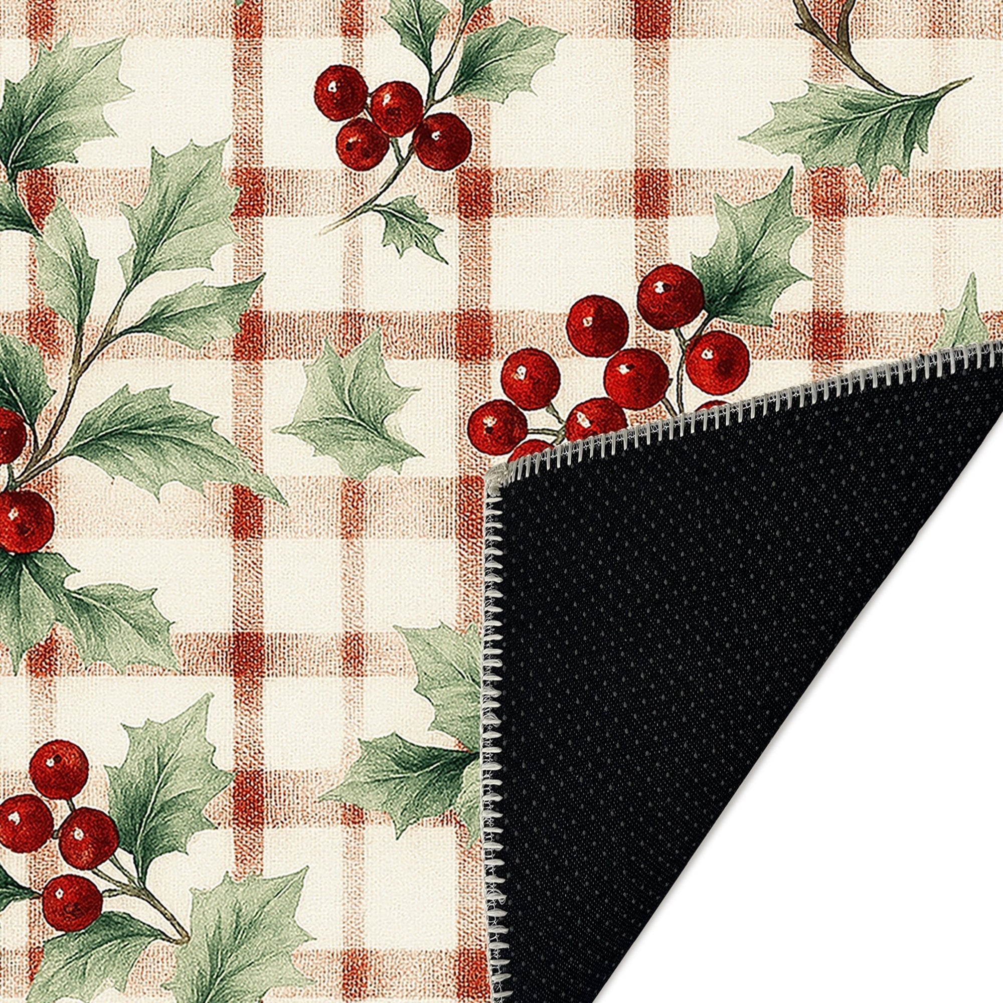 Cherry design Beige Machine Washable Cotton Area Rug - Image 6
