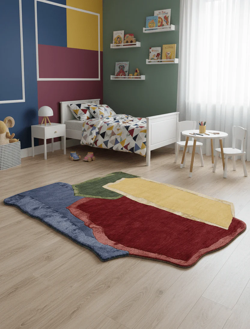 Modern Color Blocks Hand Tufted 5x8 Wool Area Rug - Image 2