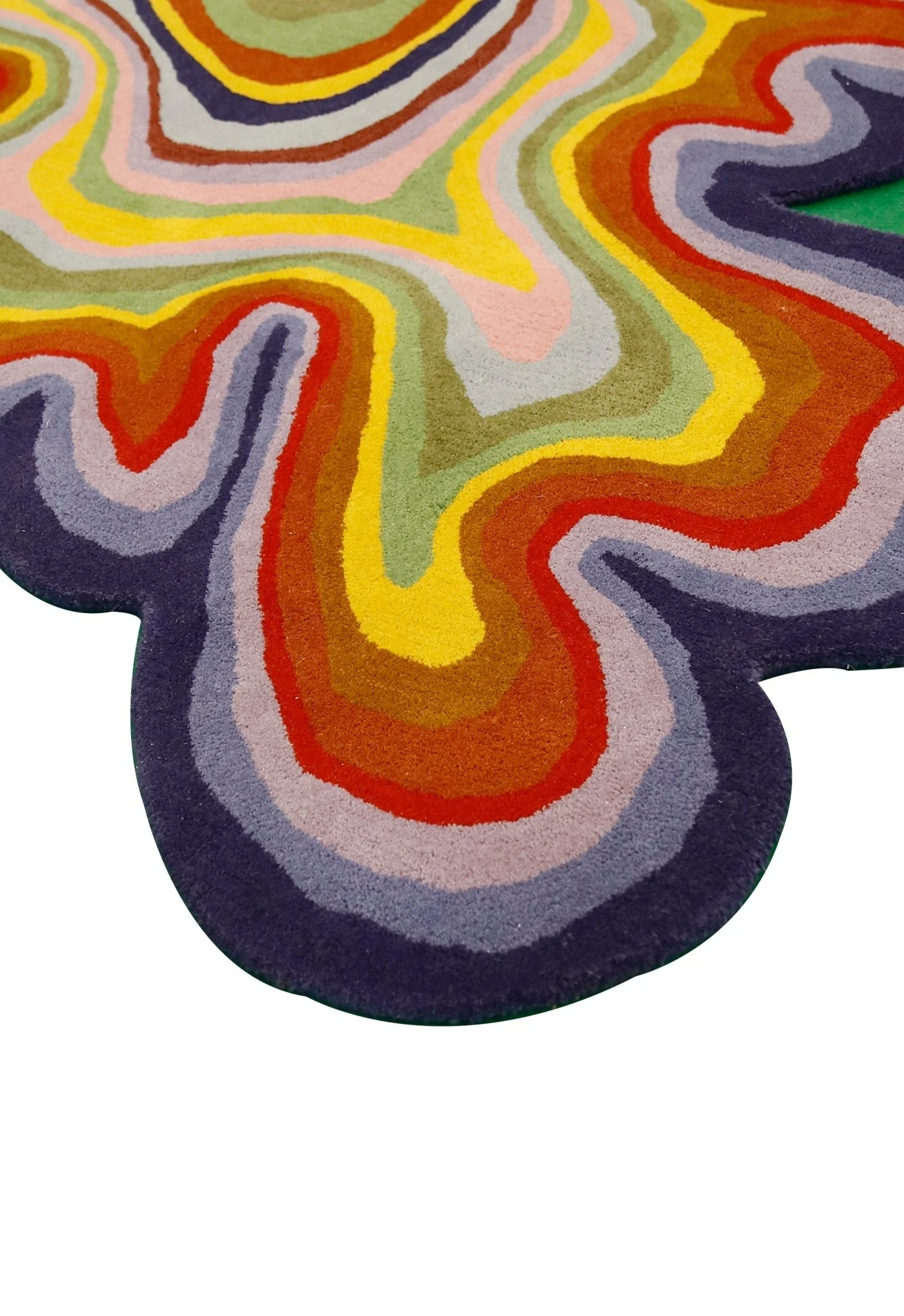 Modern Colorburst Ripple Hand Tufted 6x6 Wool Rug - Image 3